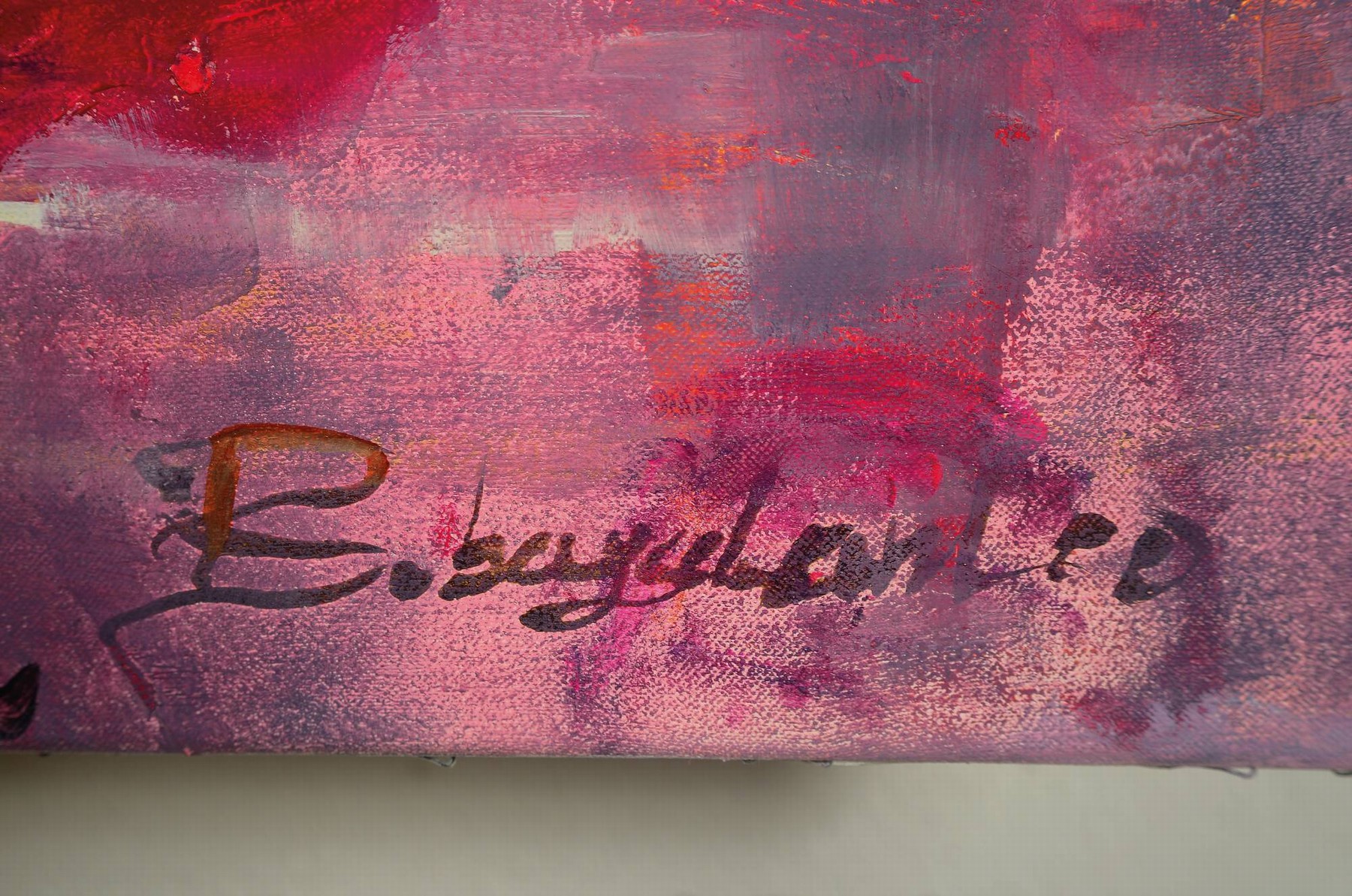 Detail a: Parinaz Bajalanlou, geb. 1985, zeitgenössischeiranische Künstlerin, Flamingos, Öl auf Lwd,rechts unten signiert, 70x100 cm; die Künstlerin lebt ...