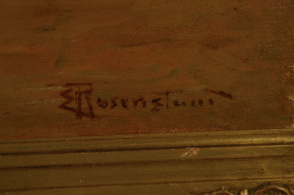 Detail a: Emil Christian Rosenstand, 1859 Ansumgaard- 1932 Dresden, Spaziergänger mit Hund am Ufer, Öl/Lwd, rechts unten sign., ca. 34x53cm, Rahmen mit ...