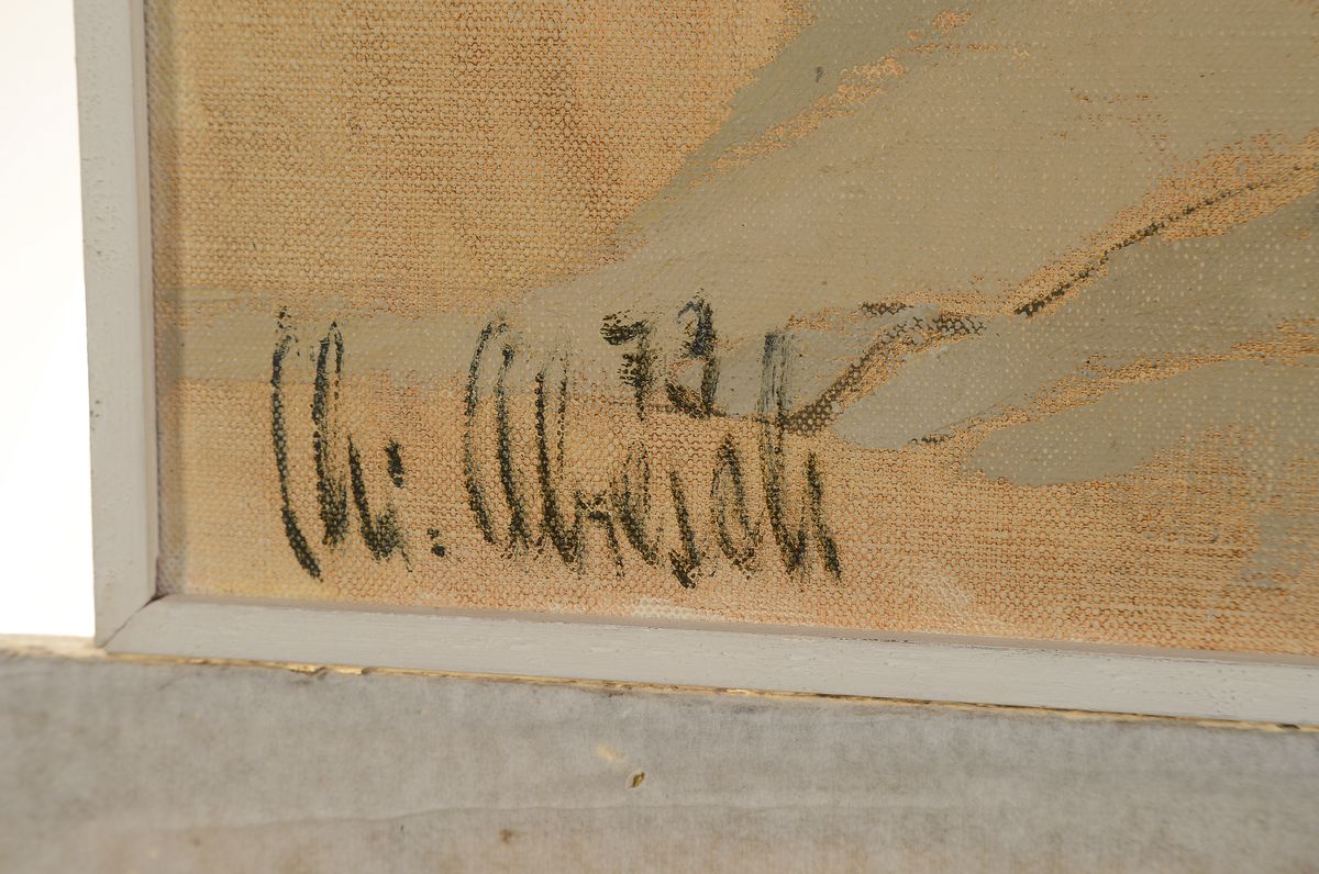 Detail a: Christel Abresch, 1931 Sulzbach-2011 Neustadt/Wstr., Stille über dem Land der Ardeche, Öl/Lwd, links unten signiert und dat. 78, ca. 81x66cm, R. ...