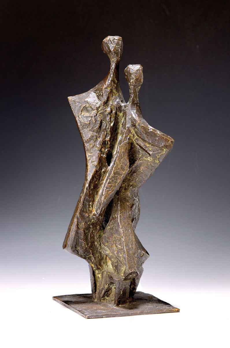 Helge Michael Breig, geb. 1930, Paar, Bronzeskulptur, monogr. HB, num. 14, Gießerstempel Schmäke, H. ca. 35.5cm
