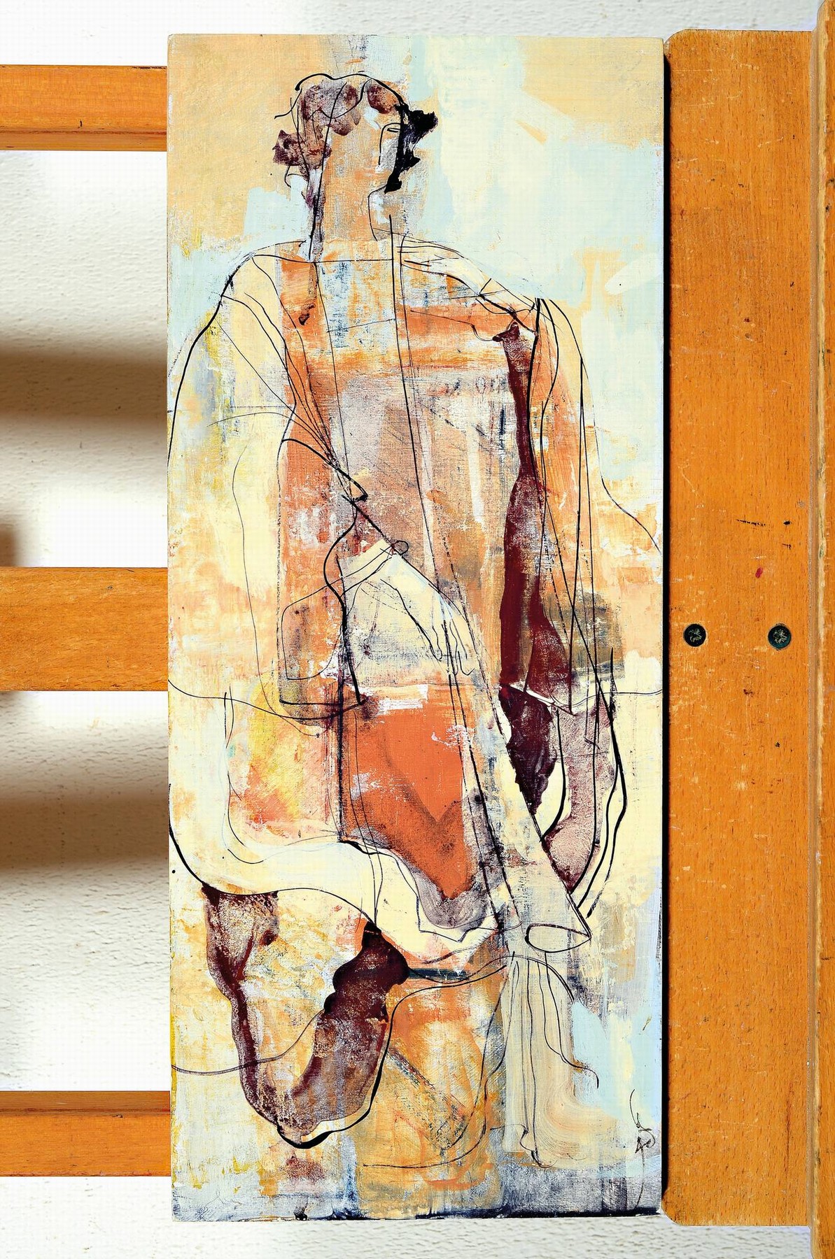 Detail o: Paul de Roos, 3 Arbeiten Öl/Holz, zwei stehende Figuren in antikisierender Tracht, eine Figurengruppe, signiert, je 48x20bzw 1x 20x48 cm
