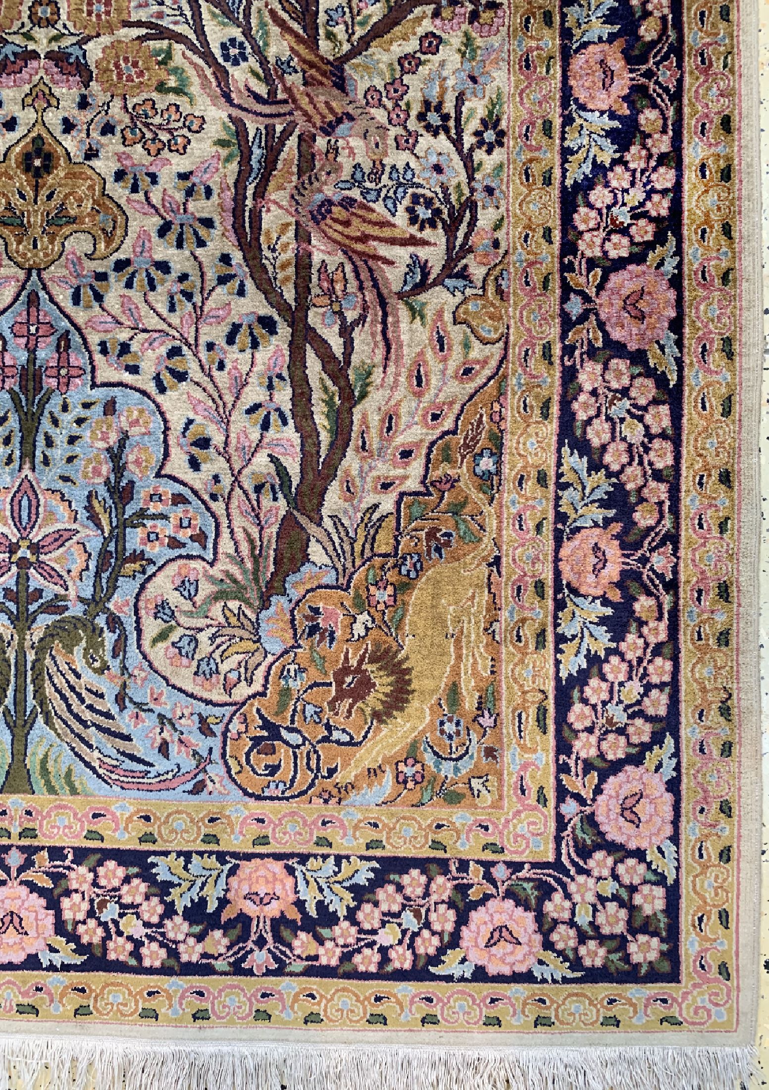 Detail a: Kaschmir Seide, Indien, ca. 50 Jahre, merzerisierte Baumwolle, ca. 180 x 122 cm, EHZ: 2