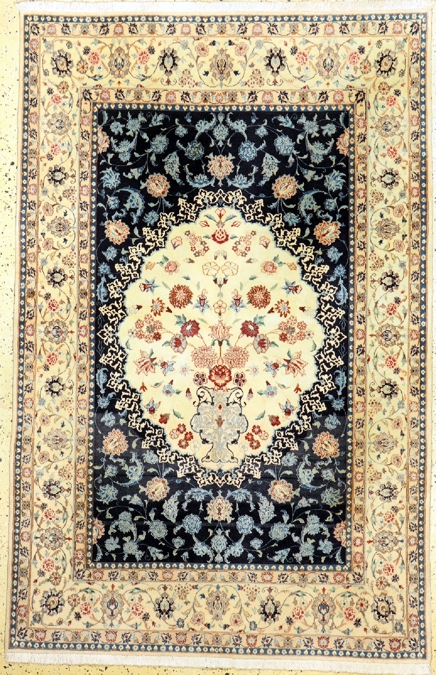 Nain fein(6La), Persien, um 1960, Korkwollemit Seide, ca. 200 x 130 cm, ca. 1,0 Mio. Kn/qm, EHZ: 1-2, (Abrasch)