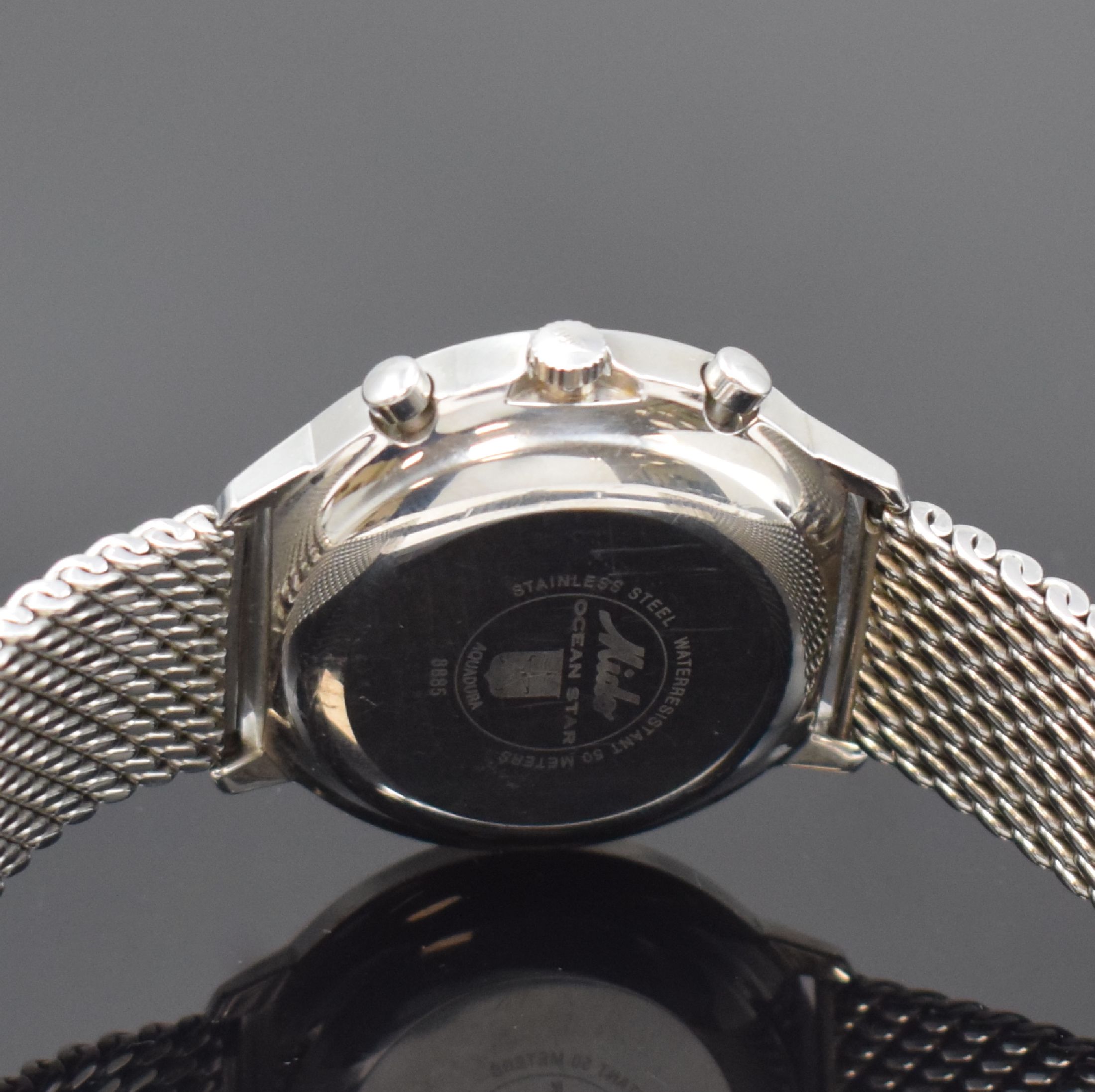 Detail d: MIDO Armbandchronograph Commander Serie Ocean Star Referenz 8885, Automatik, Schweiz um 2010, Edelstahl Monocoque-Geh. inkl. orig. Gliederband m. ...
