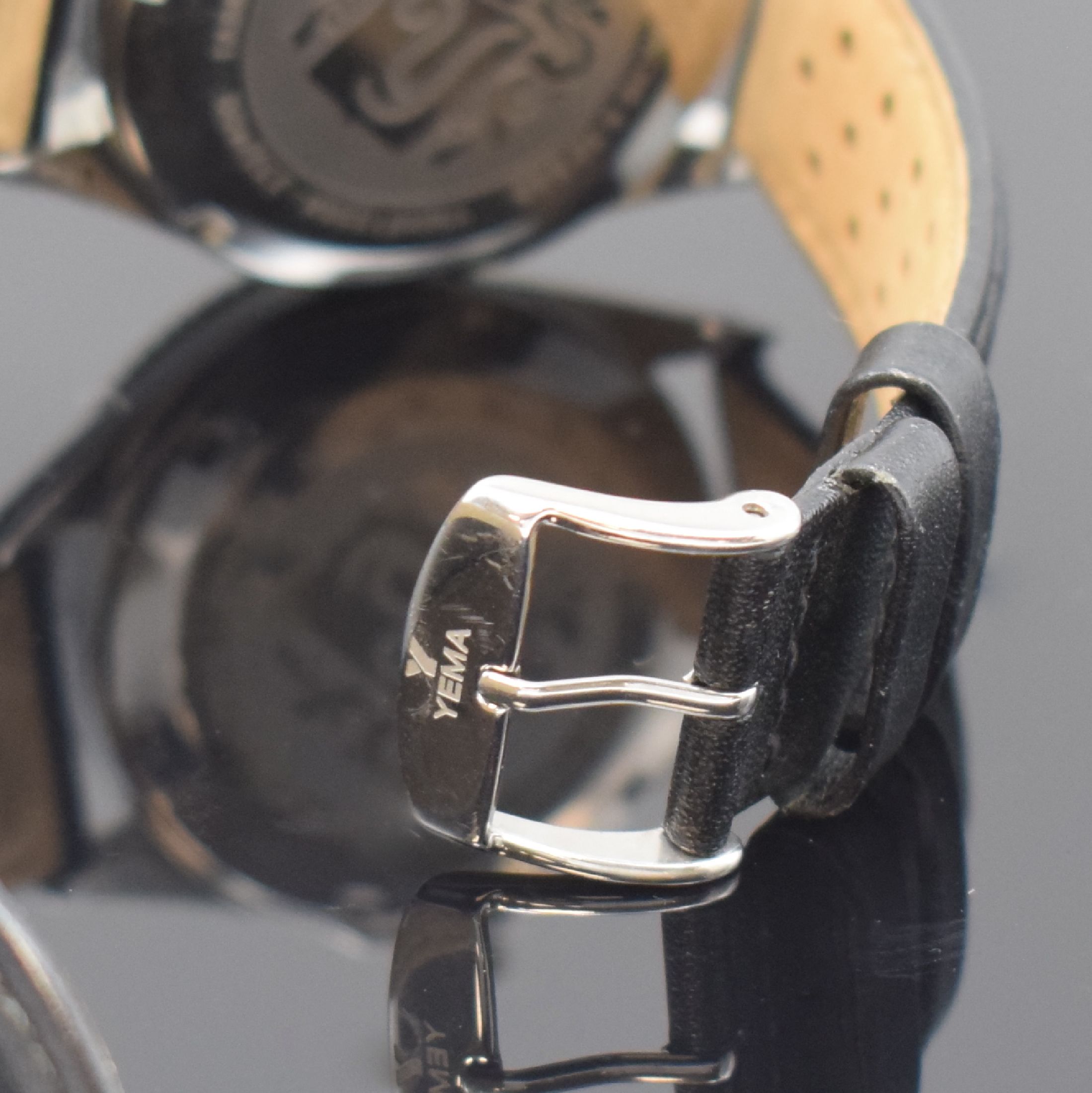 Detail b: YEMA Superman auf 400 Stück limitierte Herrenarmbanduhr in Stahl Referenz YMHF1550A, Frankreich um 2020, Automatik, Boden u. Krone verschr., orig. ...