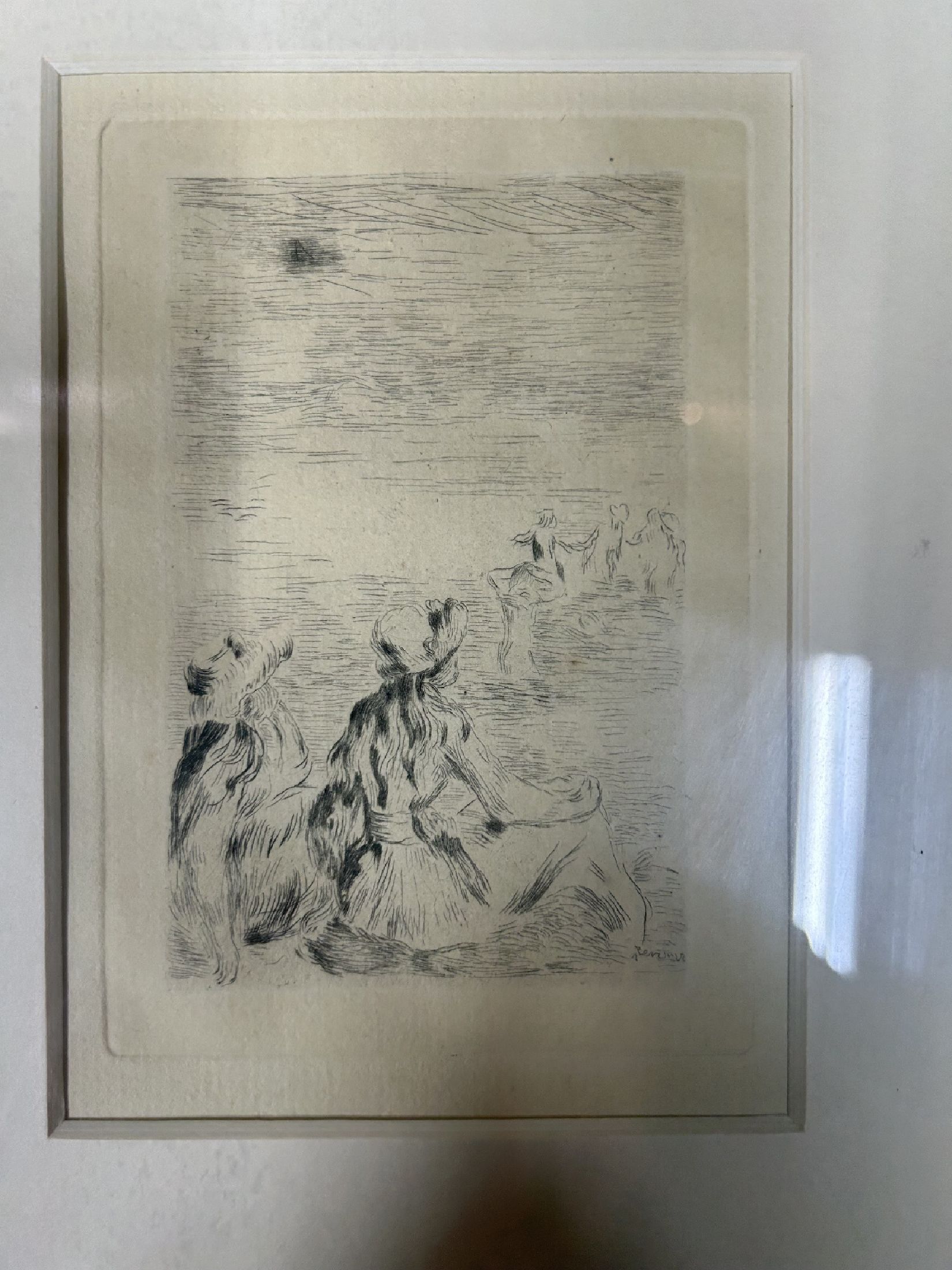 Detail a: Auguste Renoir, 1941 Limoges - 1919 Cagnes- sur-Mer, zwei Radierungen, 1. Sur la plage, a Berneval, 1982, ca. 13.5 x 9.5m, 2. Le Chapeau Epinglé (La ...