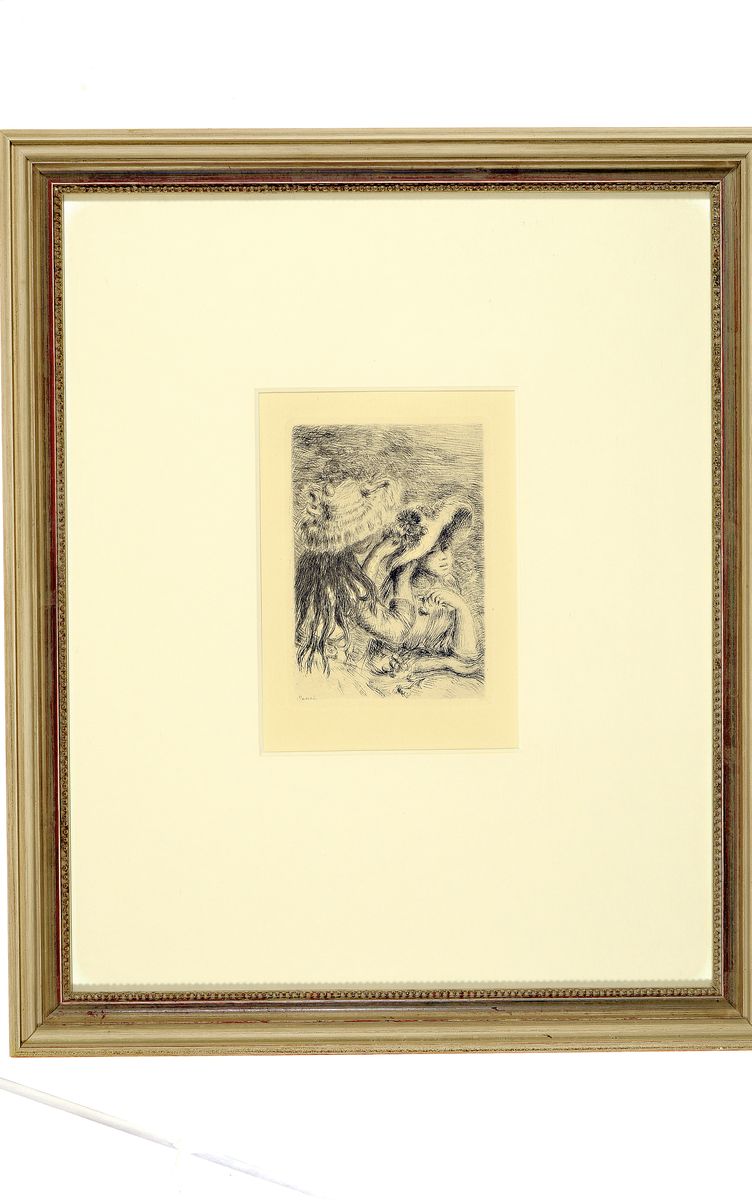Detail k: Auguste Renoir, 1941 Limoges - 1919 Cagnes- sur-Mer, zwei Radierungen, 1. Sur la plage, a Berneval, 1982, ca. 13.5 x 9.5m, 2. Le Chapeau Epinglé (La ...