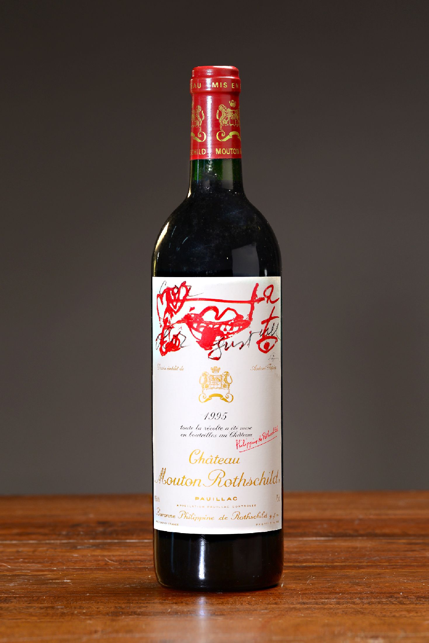 1 Fl. 1994 Chateau Mouton Rothschild, Pauillac mit Künstleretikett Antoni Tapies, 12.5% Vol., 75cl, Top Shoulder, nicht verkostet