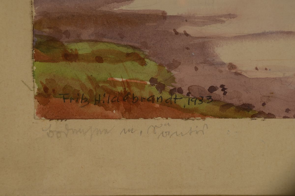 Detail a: Fritz Hildebrandt, 1878 Quedlinburg-1970, Aquarell, "Bodensee mit Säntis", so bez., signiert und datiert 1933, Blatt 17x23,5 cm, unter ...