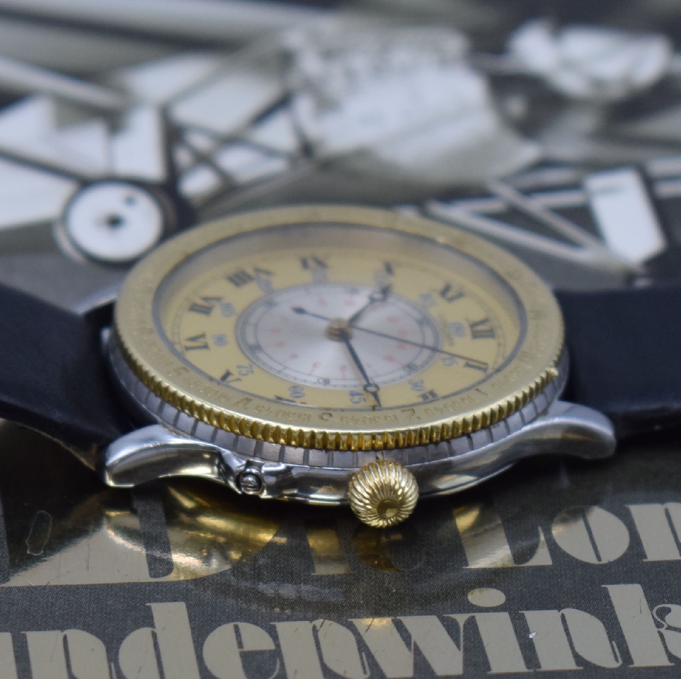 Detail b: LONGINES Stundenwinkeluhr nach Charles A. Lindbergh sog. Hour Angle Watch Ref. 989.5215, Schweiz um 1990, Automatik, Edelstahl u. Gold komb., ...