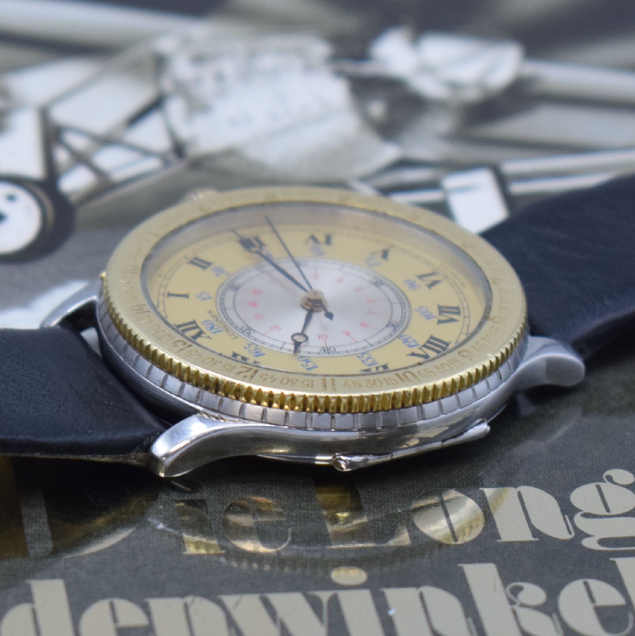 Detail c: LONGINES Stundenwinkeluhr nach Charles A. Lindbergh sog. Hour Angle Watch Ref. 989.5215, Schweiz um 1990, Automatik, Edelstahl u. Gold komb., ...