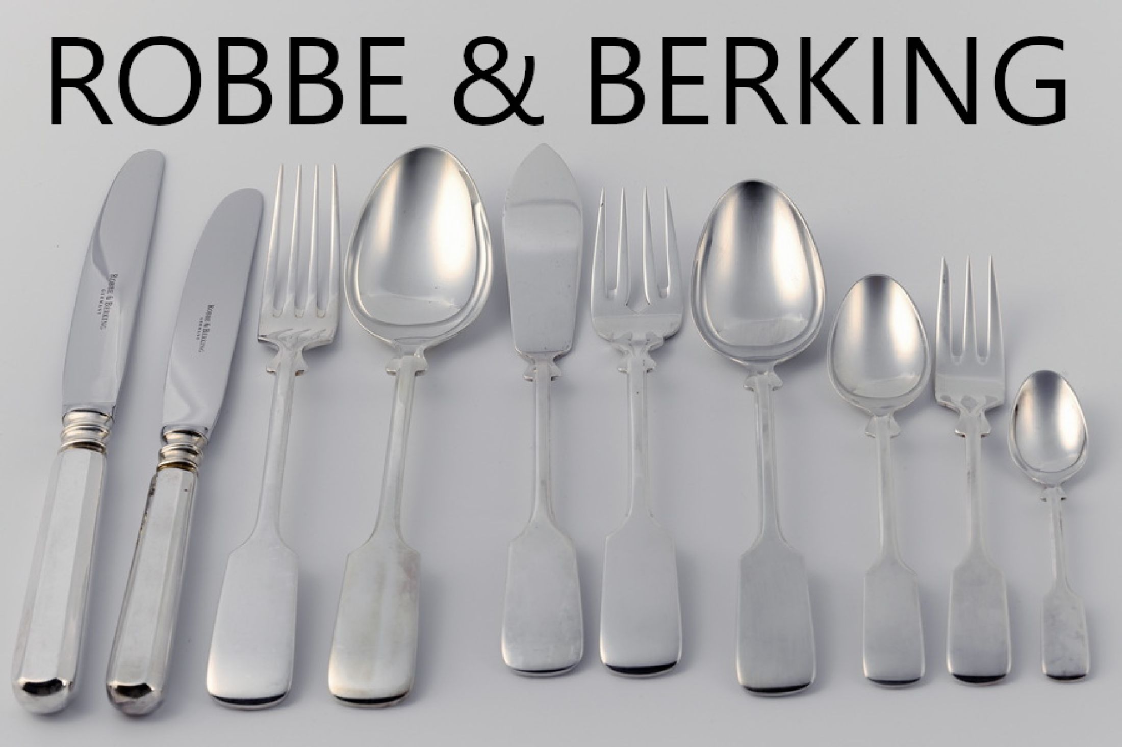 ROBBE & BERKING Besteck für 12 Personen, Modell Alt Spaten, 925er Silber, best. aus: 12 Menuemesser (Griffe gefüllt, Klingen Stahl), 12 ...