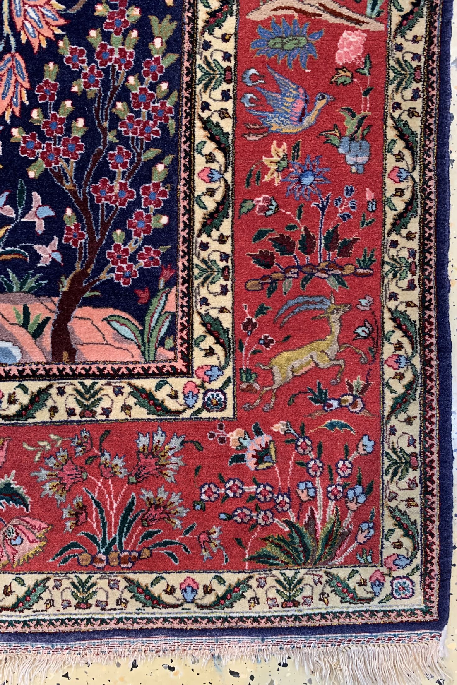 Detail a: Täbriz fein(50 Raj) alt, Persien, um 1940, Korkwolle mit und auf Seide, ca. 205 x 143 cm,EHZ: 2