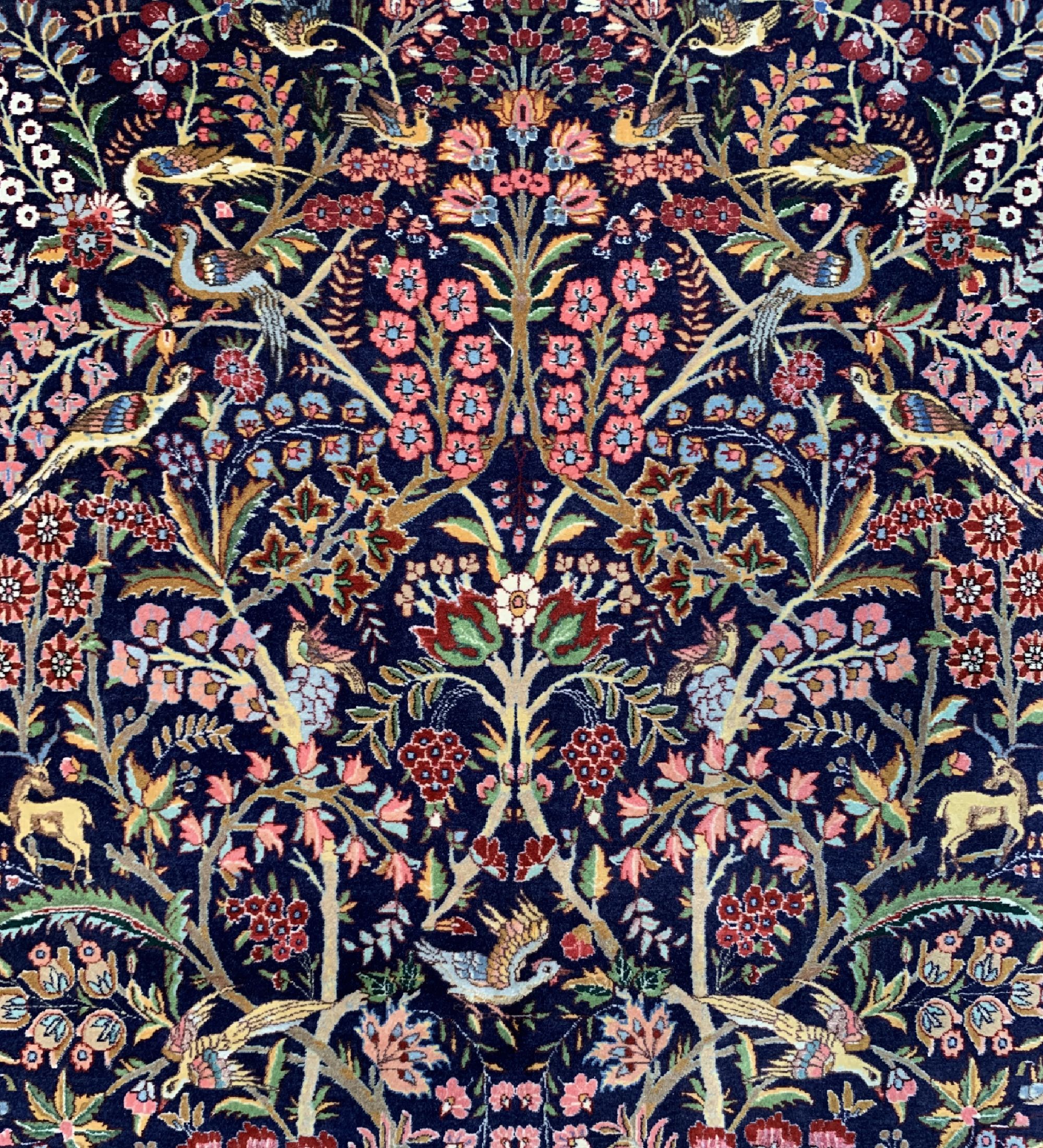 Detail d: Täbriz fein(50 Raj) alt, Persien, um 1940, Korkwolle mit und auf Seide, ca. 205 x 143 cm,EHZ: 2