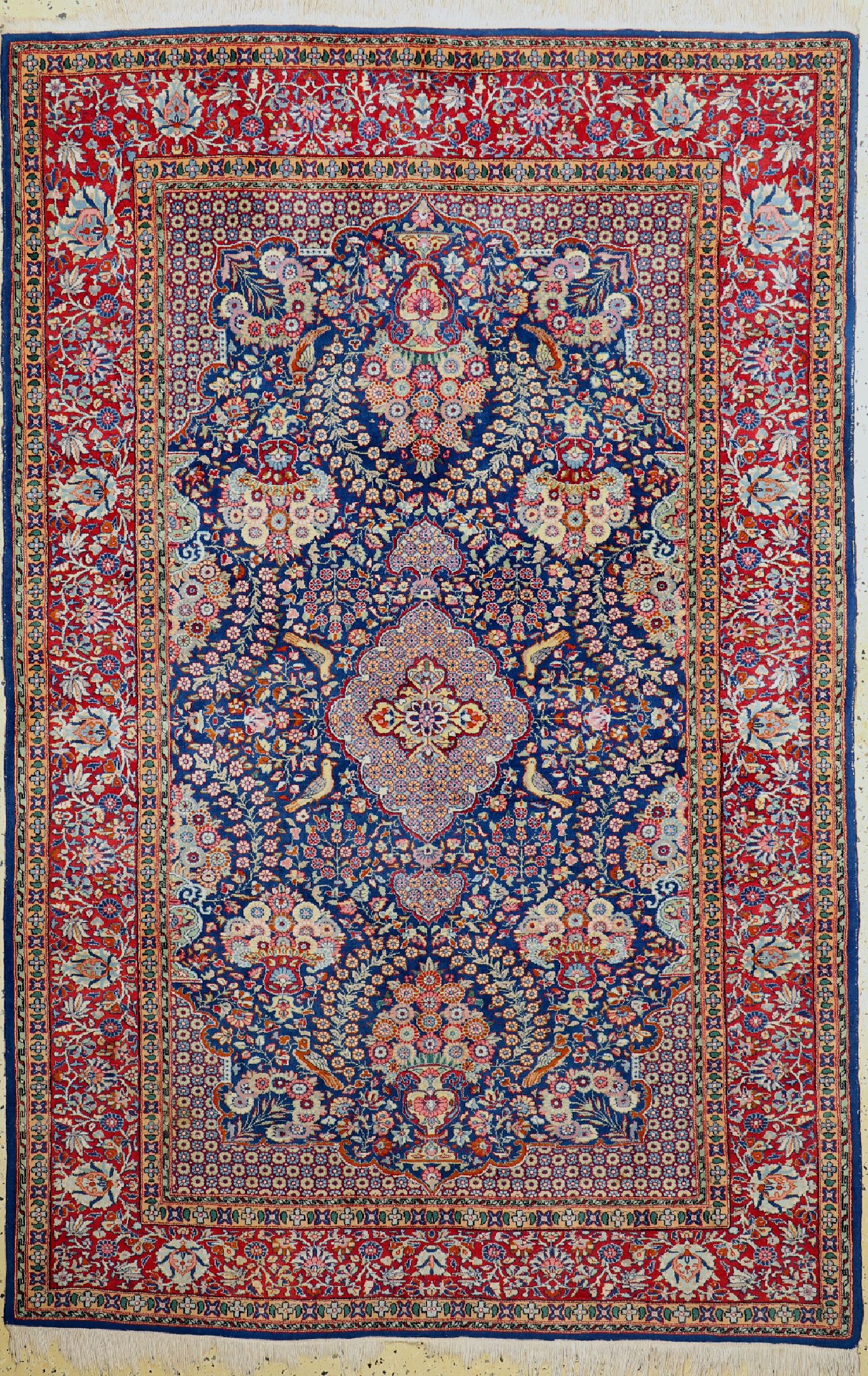 Lahor Kork fein, Pakistan, ca. 50 Jahre, Korkwolle auf Baumwolle, ca. 220 x 145 cm, EHZ: 2