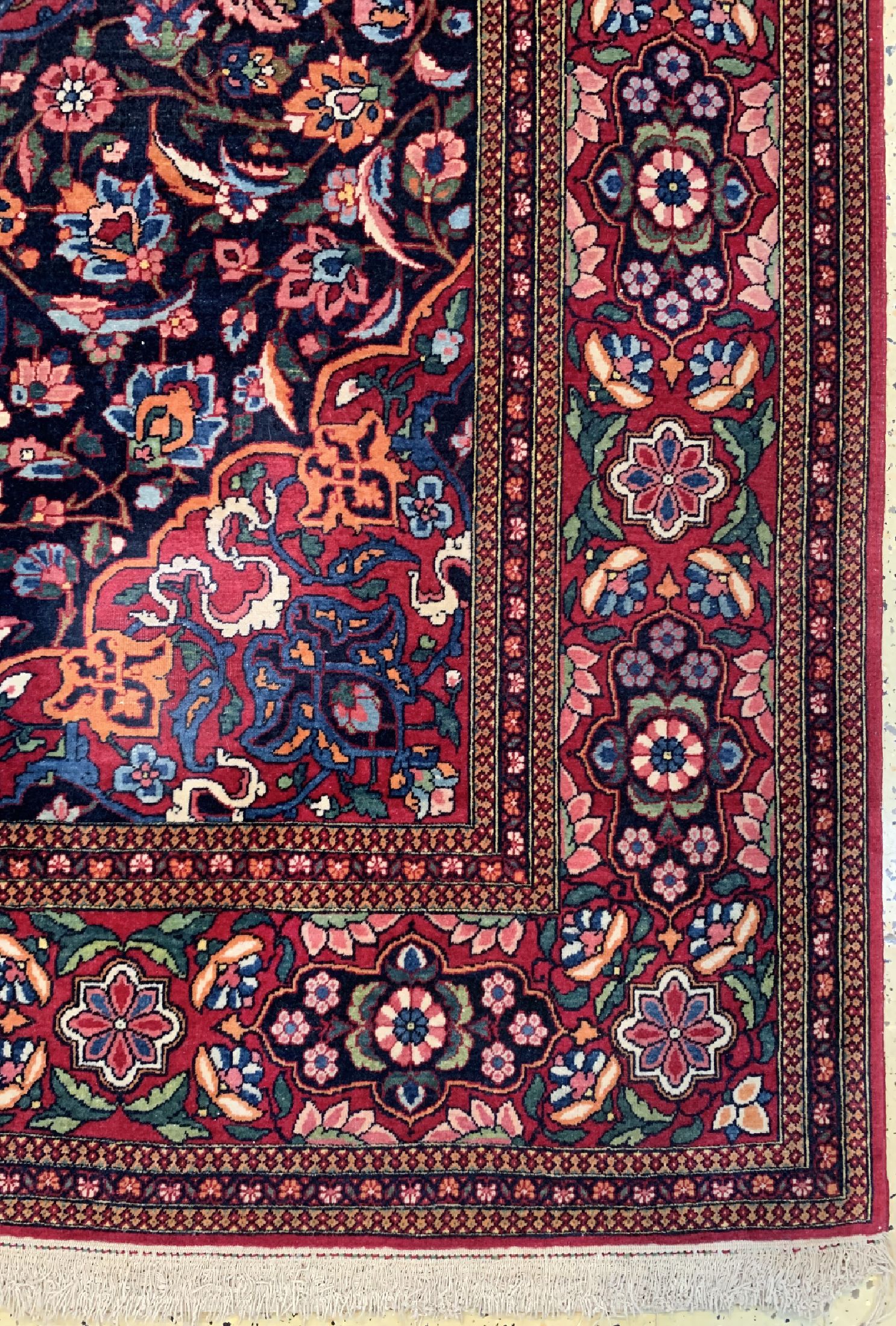 Detail a: Esfahan"Ahmad" alt, Persien, um 1940, Wolleauf Baumwolle, ca. 222 x 138 cm, EHZ: 2-3