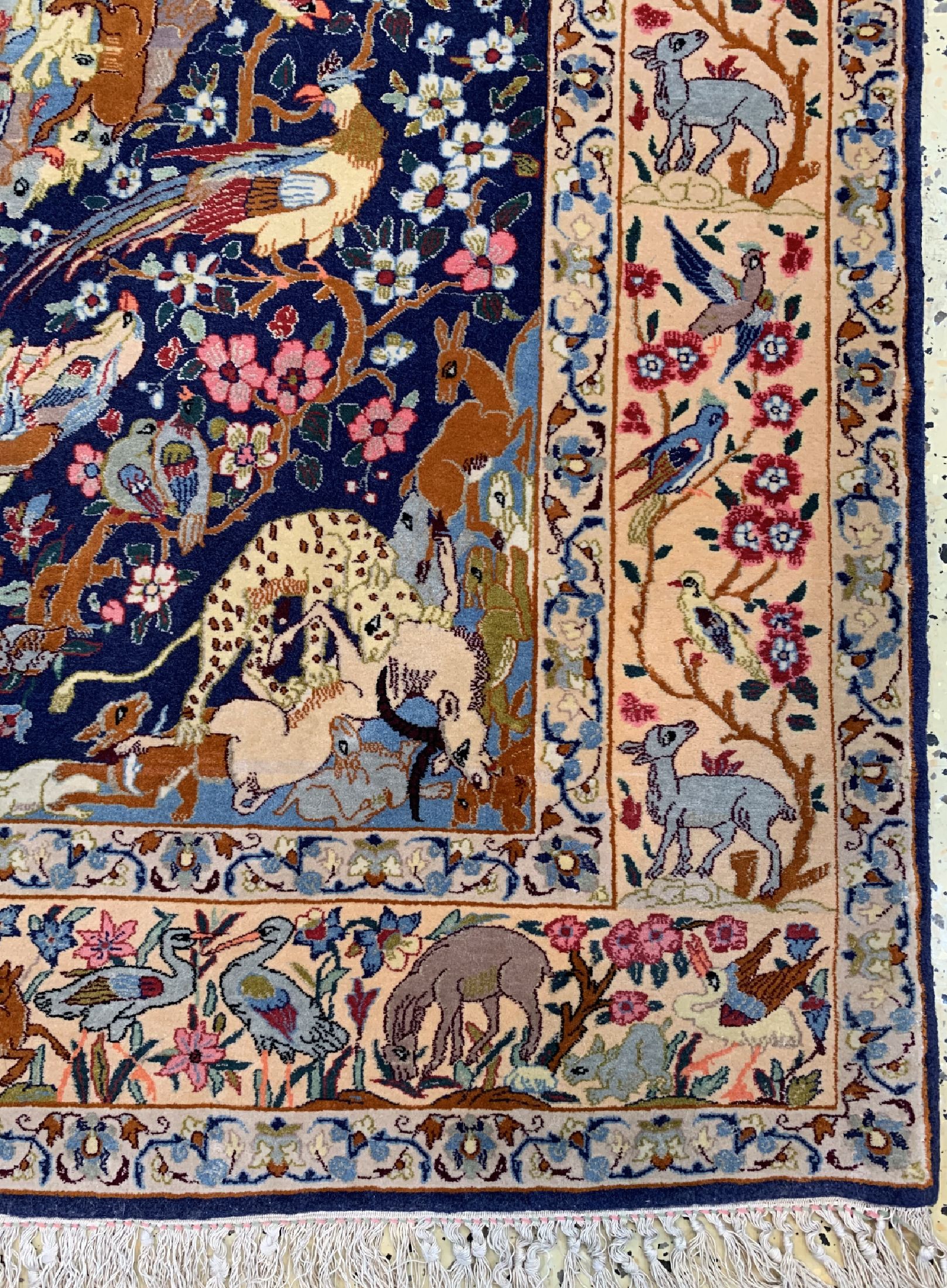 Detail a: Esfahan fein alt, Persien, um 1960, Korkwolle mit und auf Seide, ca. 160 x 107 cm,ca. 1,0 Mio. Kn/qm, EHZ: 2
