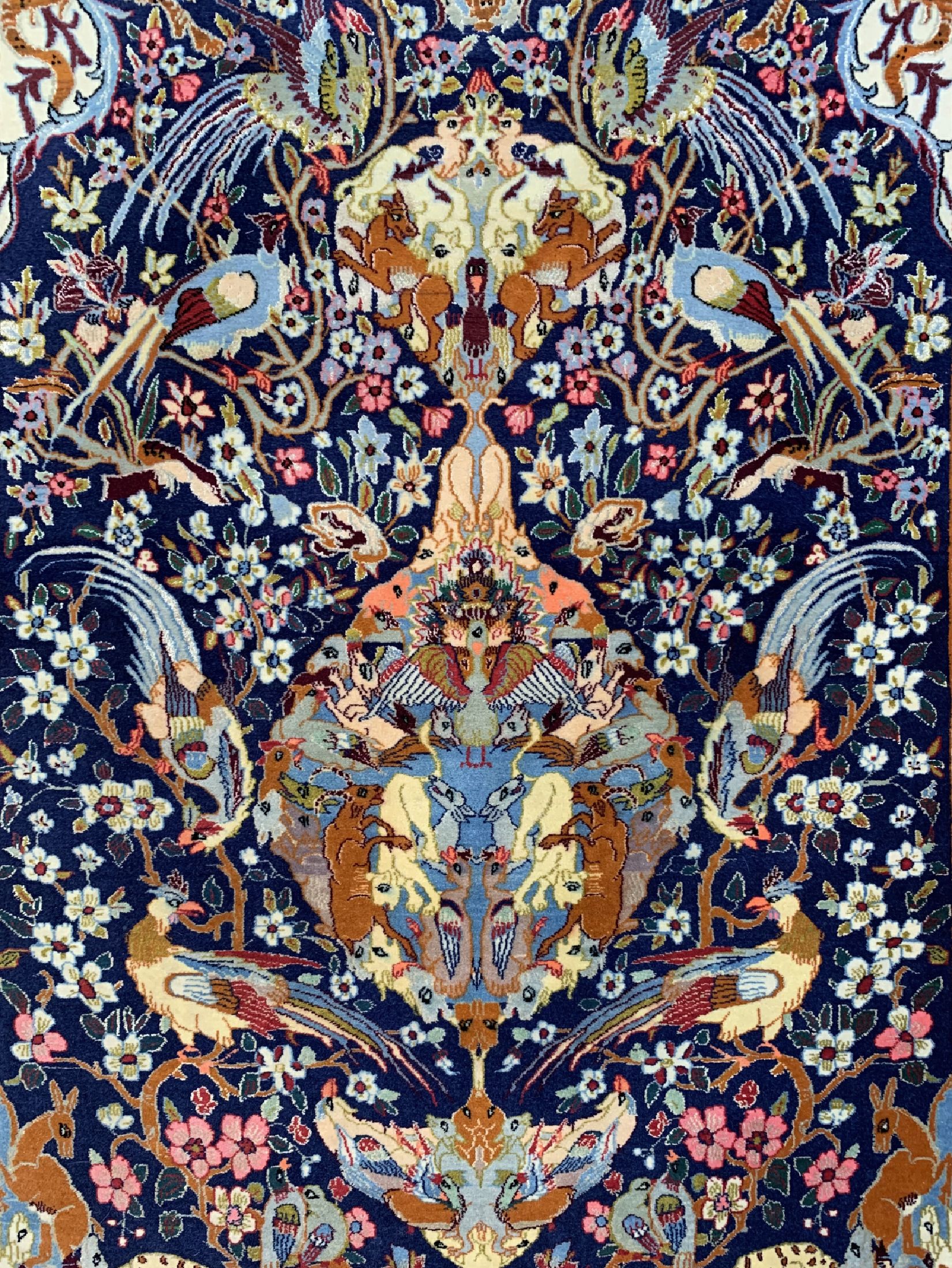 Detail c: Esfahan fein alt, Persien, um 1960, Korkwolle mit und auf Seide, ca. 160 x 107 cm,ca. 1,0 Mio. Kn/qm, EHZ: 2