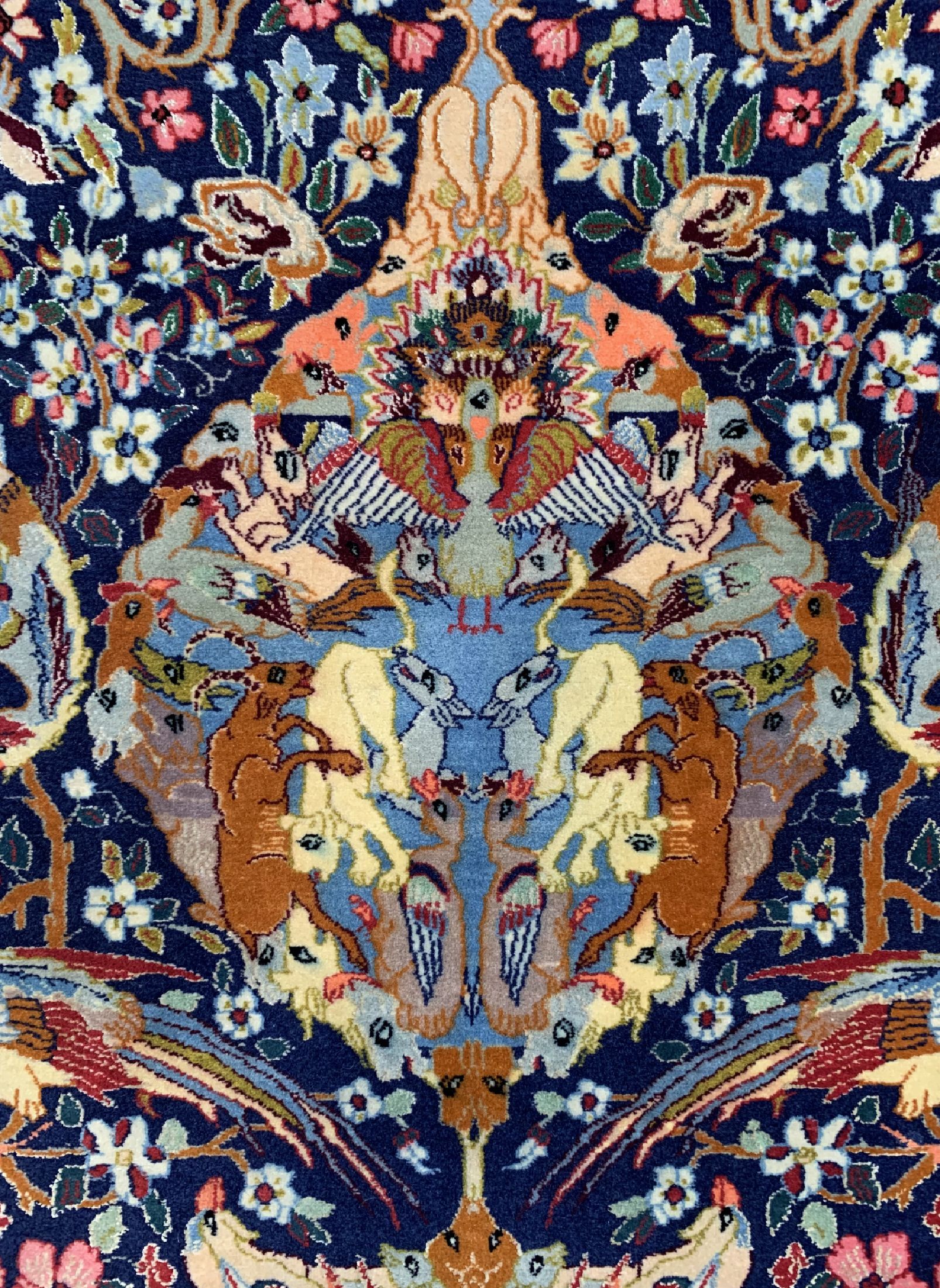 Detail d: Esfahan fein alt, Persien, um 1960, Korkwolle mit und auf Seide, ca. 160 x 107 cm,ca. 1,0 Mio. Kn/qm, EHZ: 2