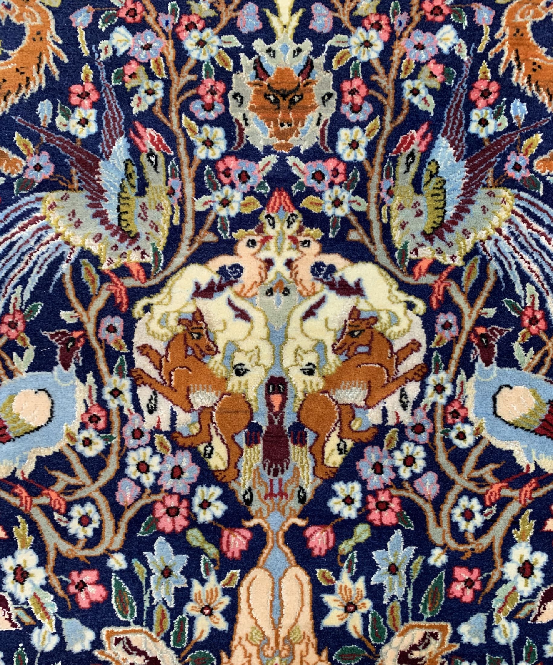 Detail e: Esfahan fein alt, Persien, um 1960, Korkwolle mit und auf Seide, ca. 160 x 107 cm,ca. 1,0 Mio. Kn/qm, EHZ: 2