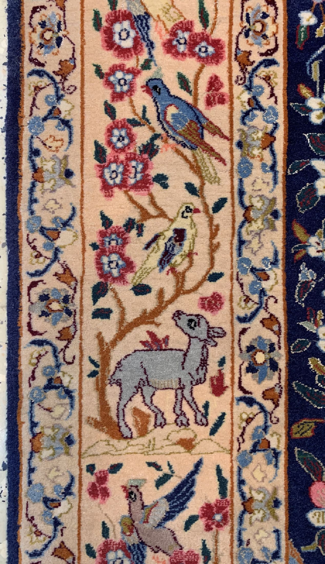 Detail f: Esfahan fein alt, Persien, um 1960, Korkwolle mit und auf Seide, ca. 160 x 107 cm,ca. 1,0 Mio. Kn/qm, EHZ: 2
