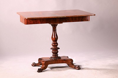 Image 26705836 - Console table, North German around 1825/30, solid mahogany, mahogany veneer frame, top canbe rotated and opened, approx. 75x90 cm, EZ 2 -3