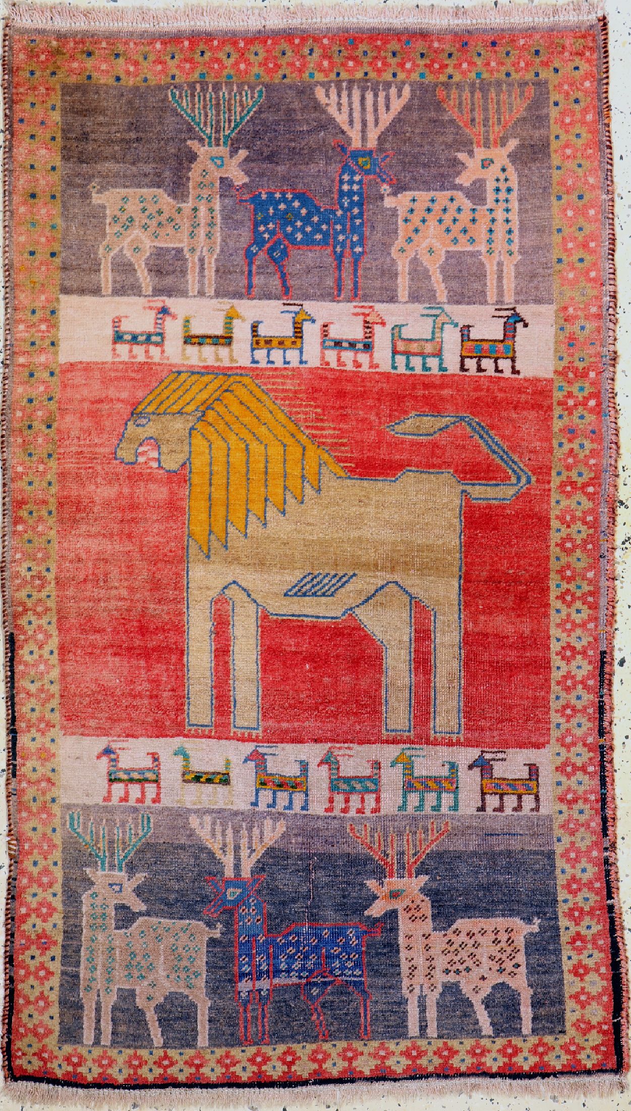 Gabbeh alt, Persien, um 1960, Wolle auf Wolle, ca. 150 x 90 cm, EHZ: 3
