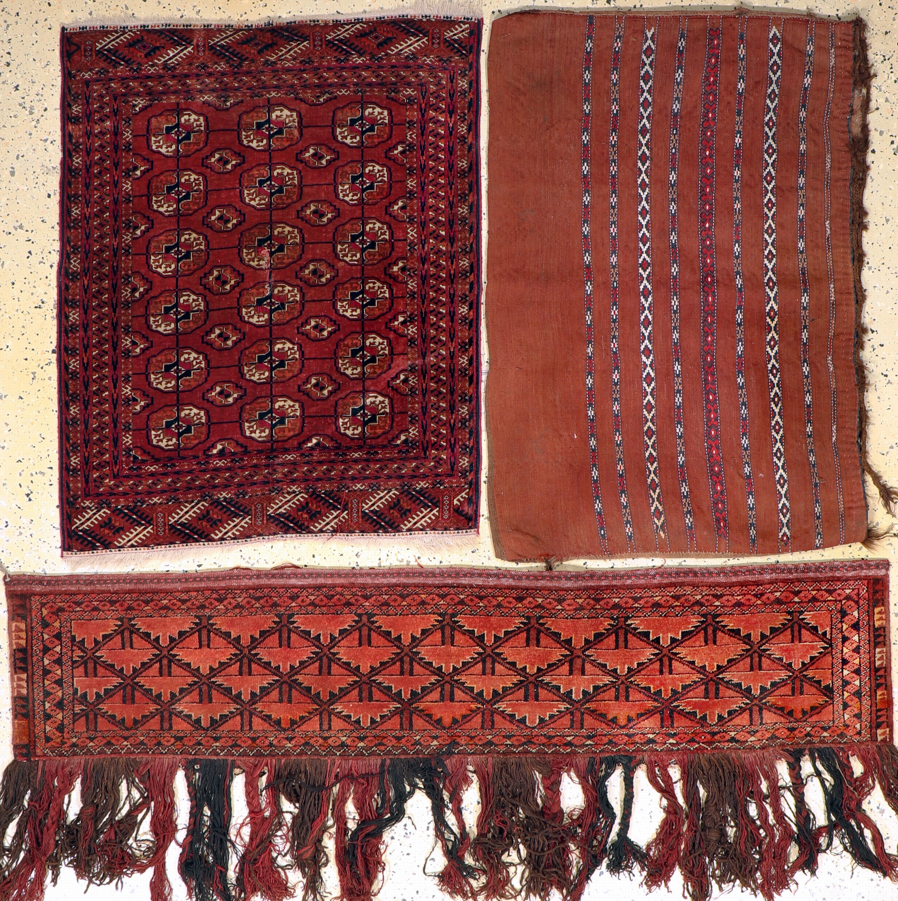 3 Lots, Turkmenistan, um 1920, Wolle auf Wolle, ca. 110 x 80 cm, EHZ: 2-3
