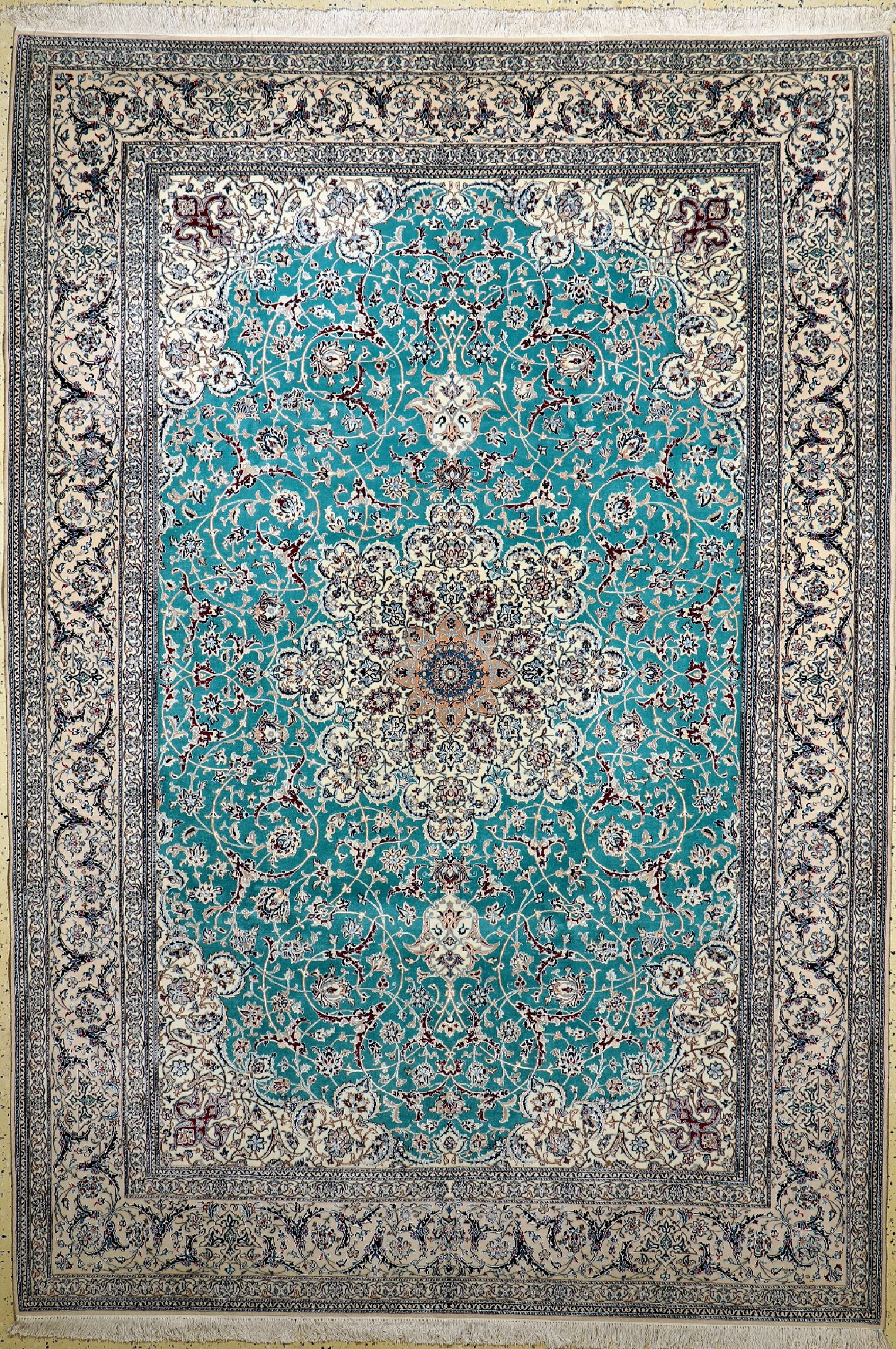Nain fein(6 La), Persien, um 1960, Korkwolle mit Seide, ca. 307 x 210 cm, ca. 1,0Mio. Kn/qm, EHZ: 1
