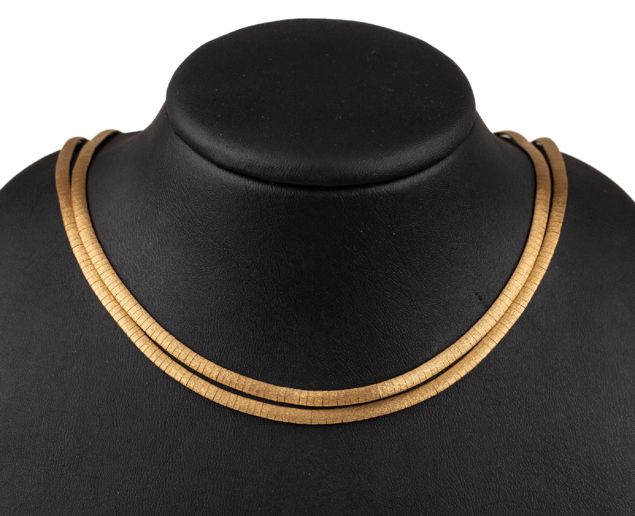 18 kt Gold Collier, ca. 45.7 g, GG 750/000,2-rhg., sat., L. ca. 44 cm, Kastenschloss mit Sicherheitsacht
