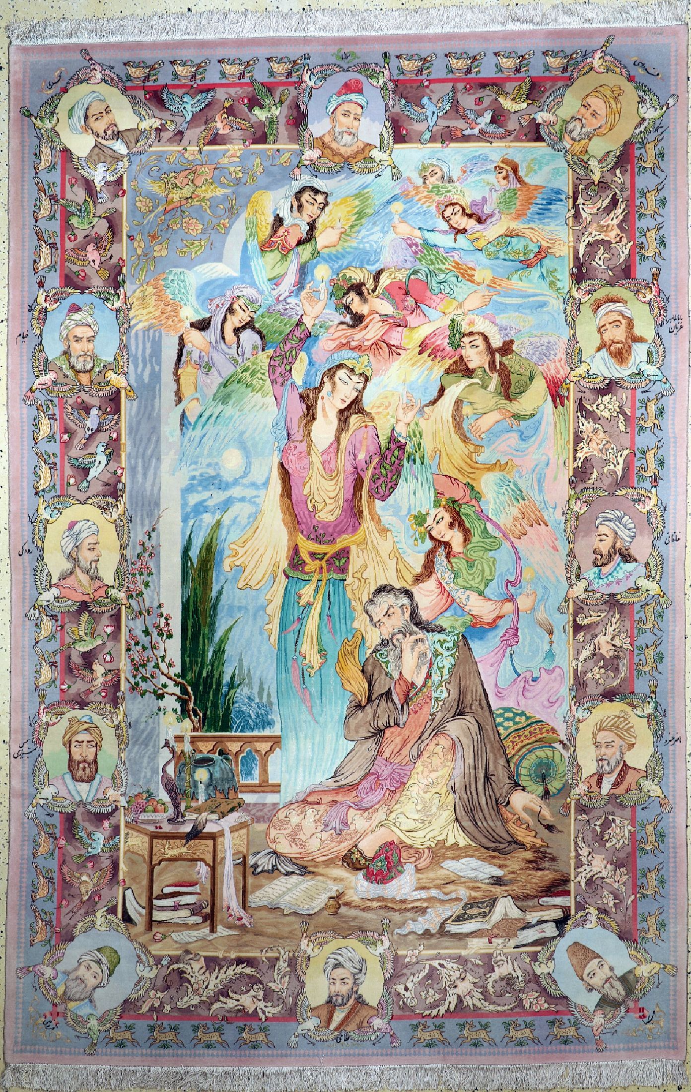 Täbriz fein(60 Raj), Persien, um 1970, Korkwolle mit und auf Seide, ca. 305 x 205 cm,ca. 650.000 Kn/qm, EHZ:1-2.(Abbildung bekannter persicher ...