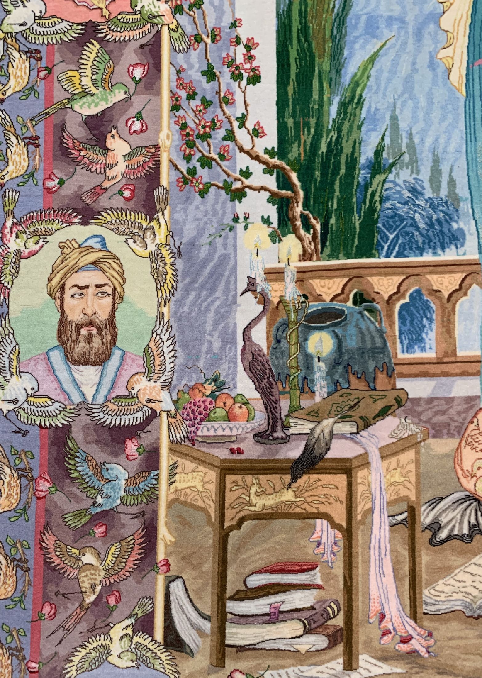 Detail f: Täbriz fein(60 Raj), Persien, um 1970, Korkwolle mit und auf Seide, ca. 305 x 205 cm,ca. 650.000 Kn/qm, EHZ:1-2.(Abbildung bekannter persicher ...