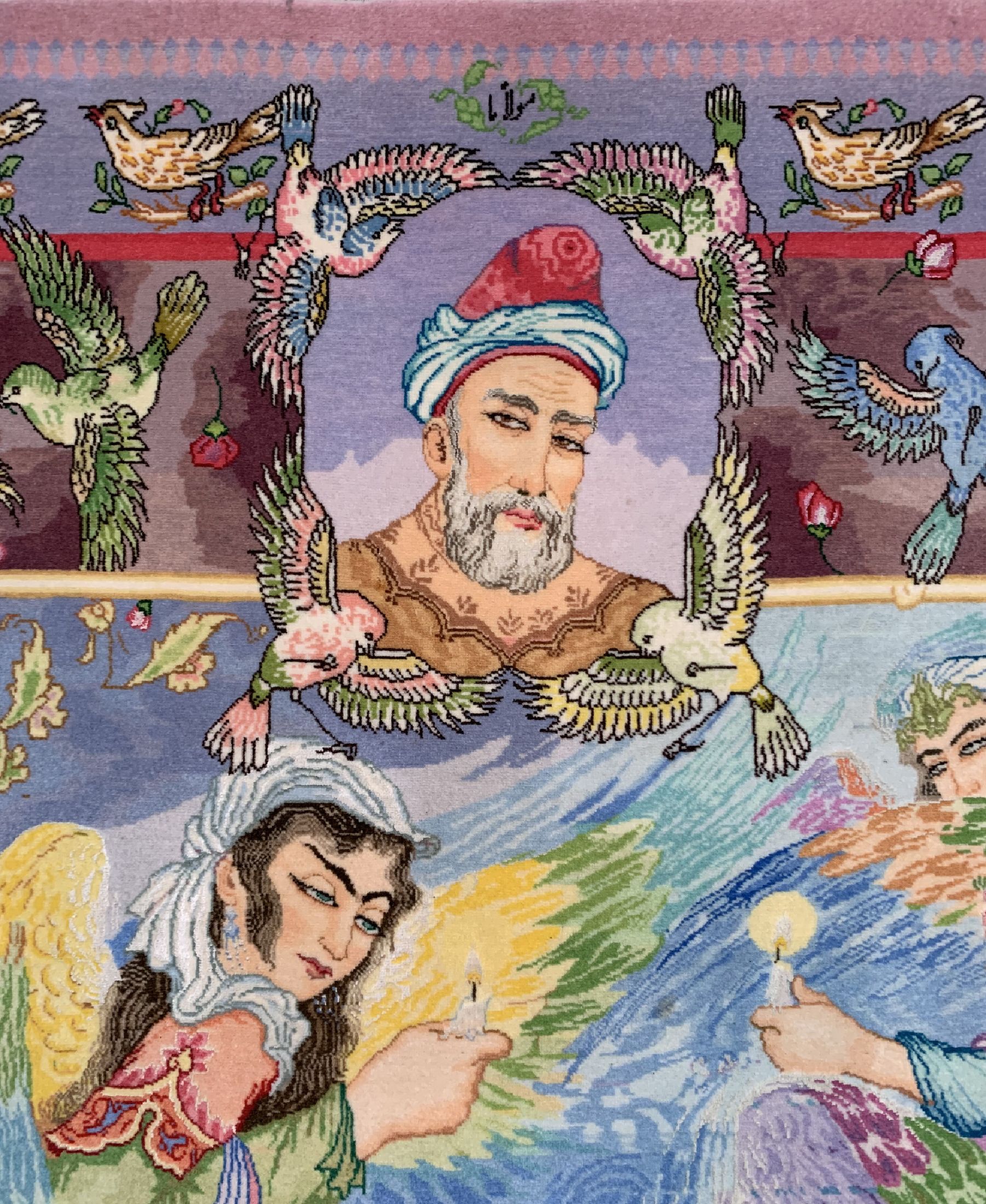 Detail h: Täbriz fein(60 Raj), Persien, um 1970, Korkwolle mit und auf Seide, ca. 305 x 205 cm,ca. 650.000 Kn/qm, EHZ:1-2.(Abbildung bekannter persicher ...