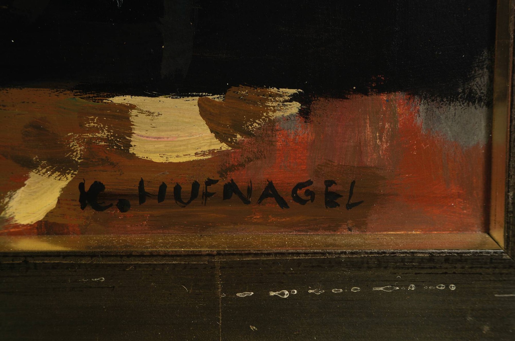 Detail a: Karl Hufnagel, 1906 Harthausen - 1995 Speyer, Speyer mit Dom, bez. "Meditativ" 1970, Dispersion/Platte, ca. 68.5 x 87.5 cm, Rahmen ca. 77 x ...