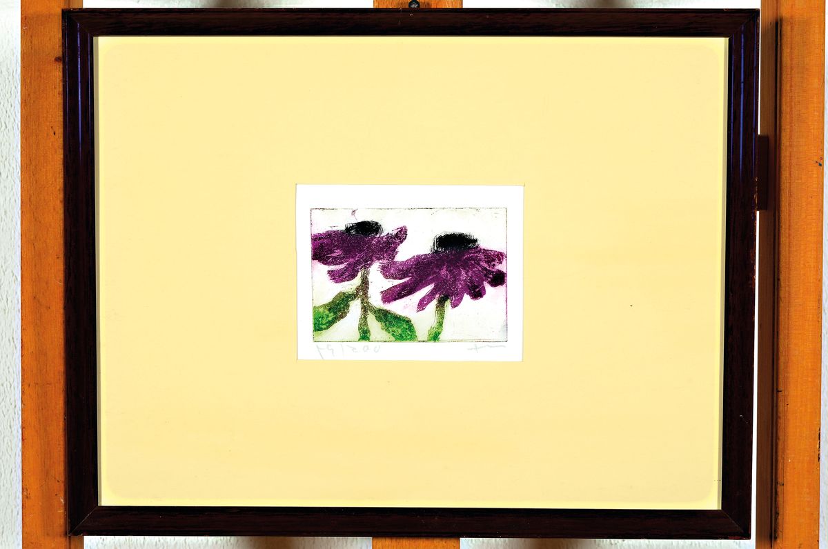 Klaus Fußmann, geb. 1938 Velbert, Echinacea purpurea, Farbradierung von 1998, handsign. und num. 49/200, ca. 8x11cm, PP, u.Gl., R. ca. 30x38cm