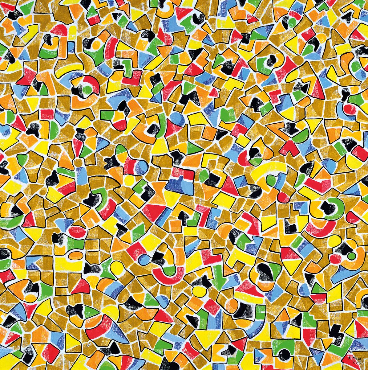 Karin Maas, geb. 1952, Messen und Ausstellungen im In-und Ausland, hier: Vielfalt der Formen, Acryl/Lwd, rechts unten sign., R. ca. 80x80 cm