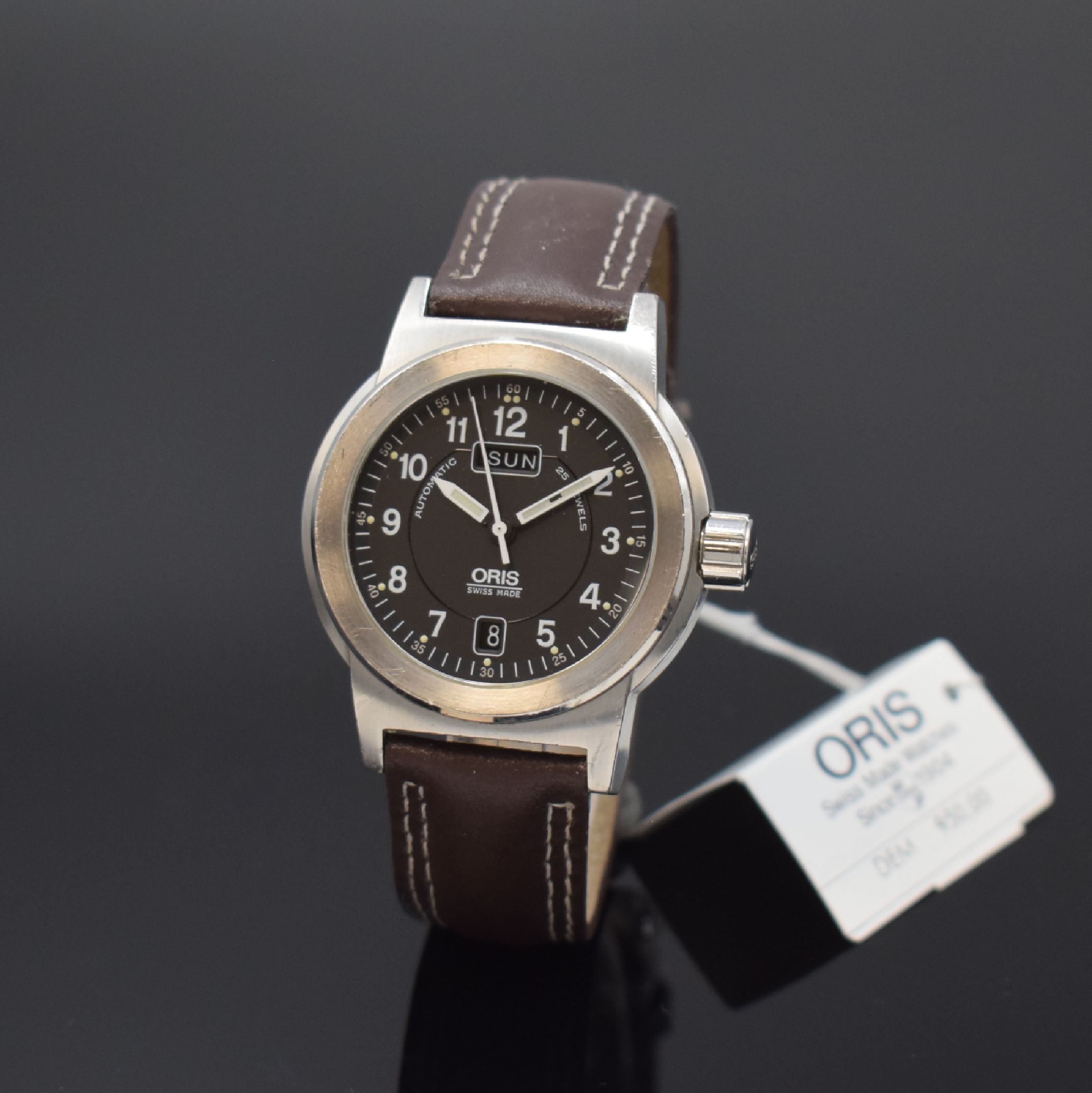 ORIS Big Crown BC3 Herrenarmbanduhr in Stahl Referenz 7500, Schweiz um 1995, Automatik, beids. vergl. Geh., Saphirglas vorne, Boden verschr., ...