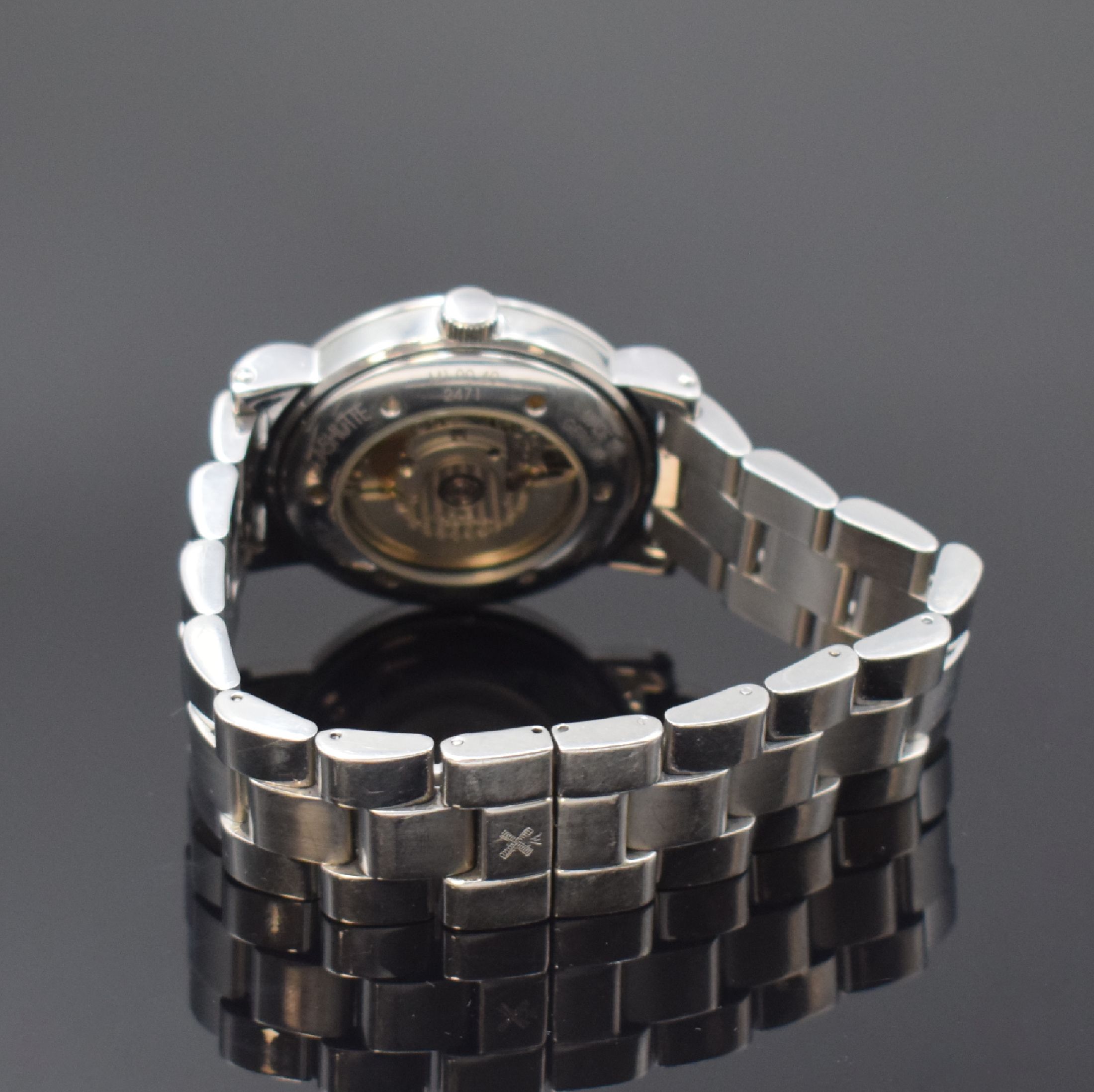 Detail b: NAUTISCHE INSTRUMENTE MÜHLE GLASHÜTTE M99 Herrenarmbanduhr in Stahl, Deutschland um 2000, Automatik, beids. vergl. Geh. inkl. orig. Stahlband m. ...