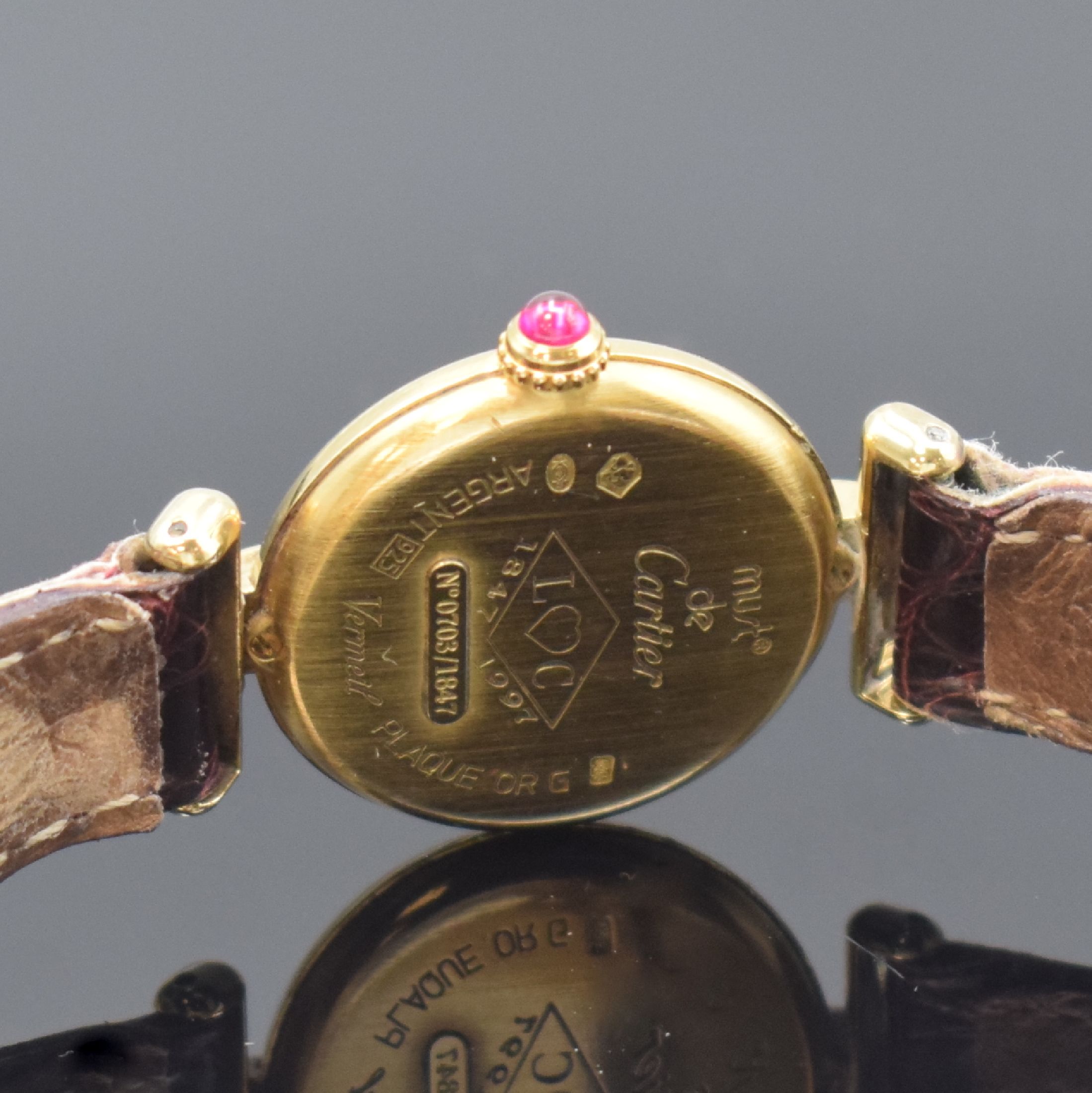 Detail d: CARTIER Limitierte Damenarmbanduhr zum 150- jährigen Jubiläum der Firma Cartier, Schweiz 1997, quarz, lim. Auflage v. 1847 Stück, rücks. entspr. ...