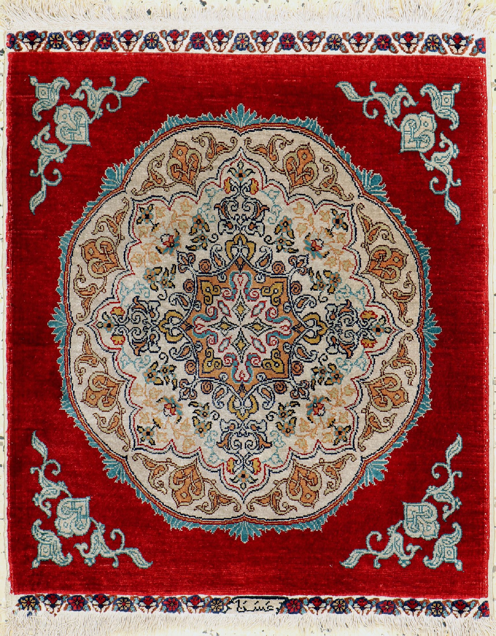 Kayseri Seide alt, Türkei, um 1950, reine Naturseide, ca. 75 x 62 cm, EHZ: 2