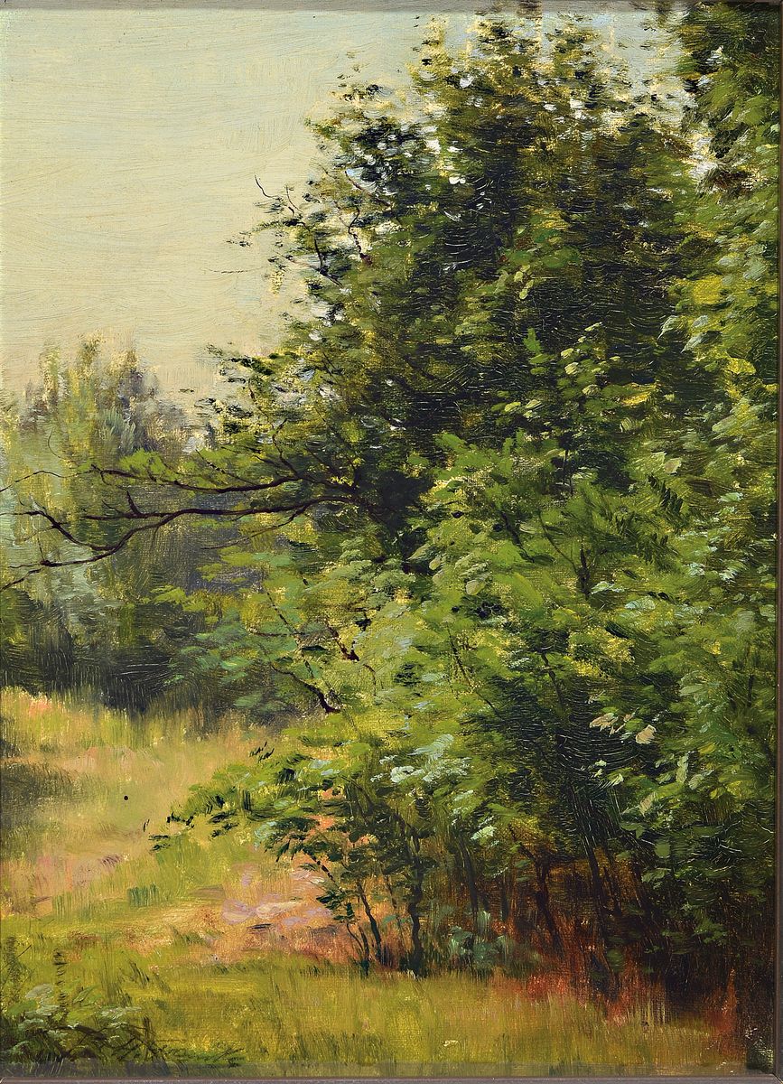 Detail b: Hanny Franke, 1890 Koblenz - 1973 Frankfurt am Main, 4 Werke: Baumstudie, Öl/Karton, 31x24cm; Flusslauf, Aquarell, 30x22 cm; "An der Nidda im ...