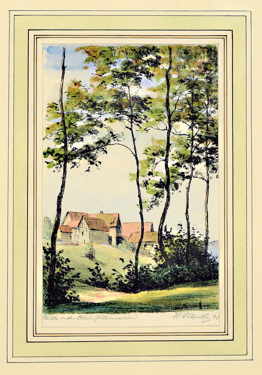 Detail c: Hanny Franke, 1890 Koblenz - 1973 Frankfurt am Main, 4 Werke: Baumstudie, Öl/Karton, 31x24cm; Flusslauf, Aquarell, 30x22 cm; "An der Nidda im ...