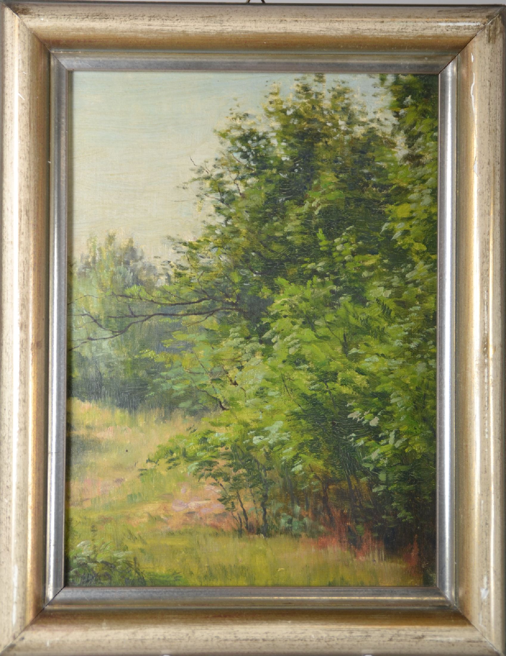 Detail e: Hanny Franke, 1890 Koblenz - 1973 Frankfurt am Main, 4 Werke: Baumstudie, Öl/Karton, 31x24cm; Flusslauf, Aquarell, 30x22 cm; "An der Nidda im ...