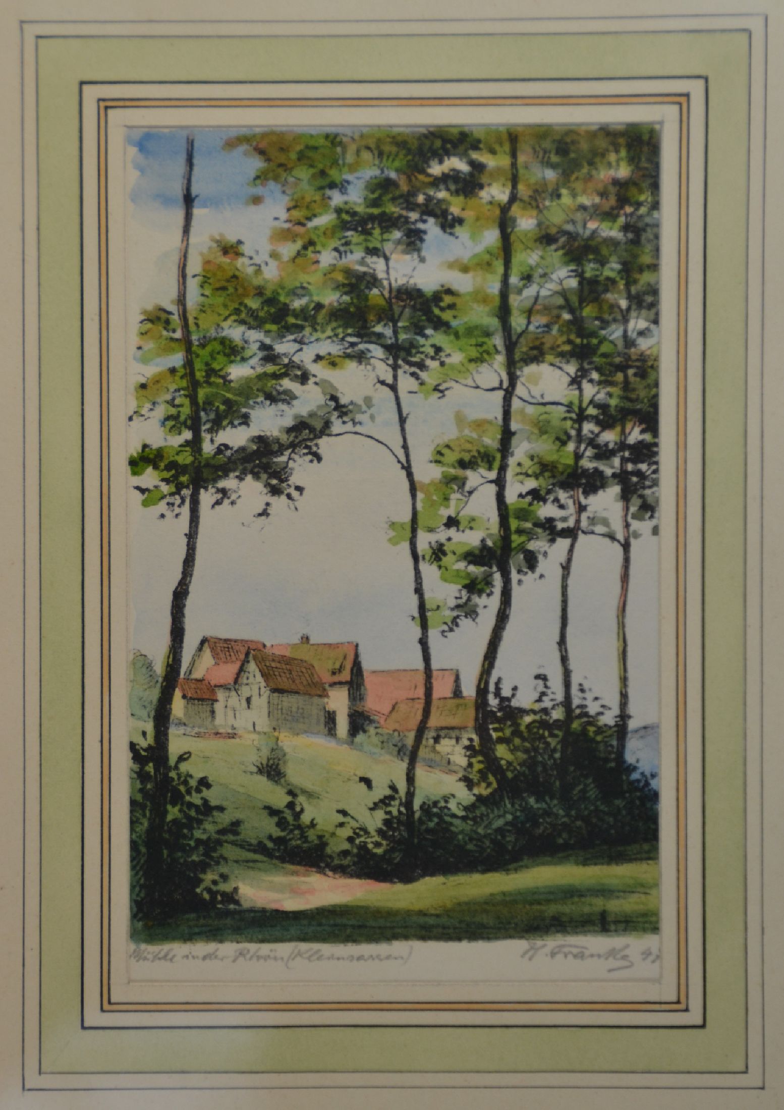 Detail f: Hanny Franke, 1890 Koblenz - 1973 Frankfurt am Main, 4 Werke: Baumstudie, Öl/Karton, 31x24cm; Flusslauf, Aquarell, 30x22 cm; "An der Nidda im ...