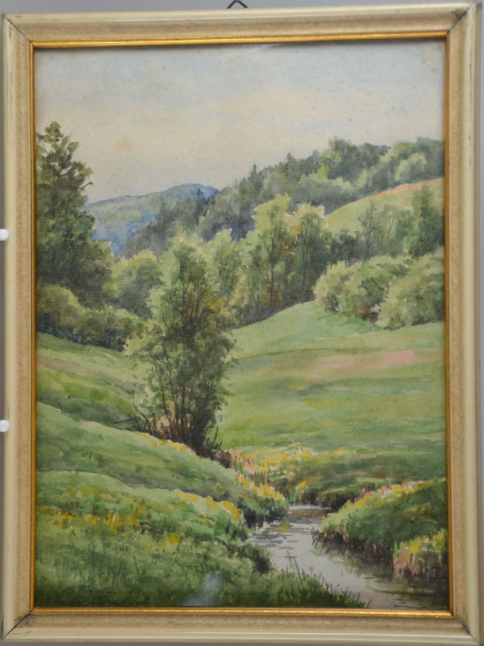 Detail g: Hanny Franke, 1890 Koblenz - 1973 Frankfurt am Main, 4 Werke: Baumstudie, Öl/Karton, 31x24cm; Flusslauf, Aquarell, 30x22 cm; "An der Nidda im ...