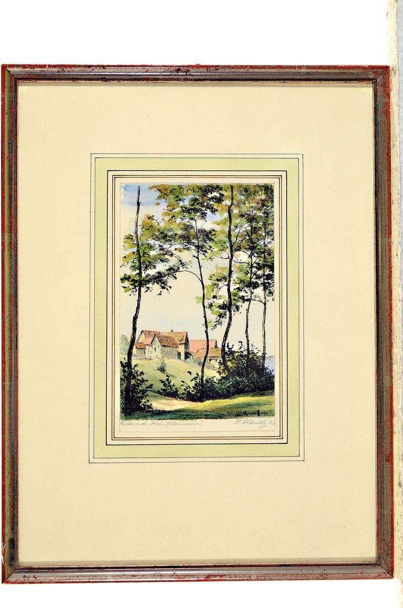 Detail n: Hanny Franke, 1890 Koblenz - 1973 Frankfurt am Main, 4 Werke: Baumstudie, Öl/Karton, 31x24cm; Flusslauf, Aquarell, 30x22 cm; "An der Nidda im ...