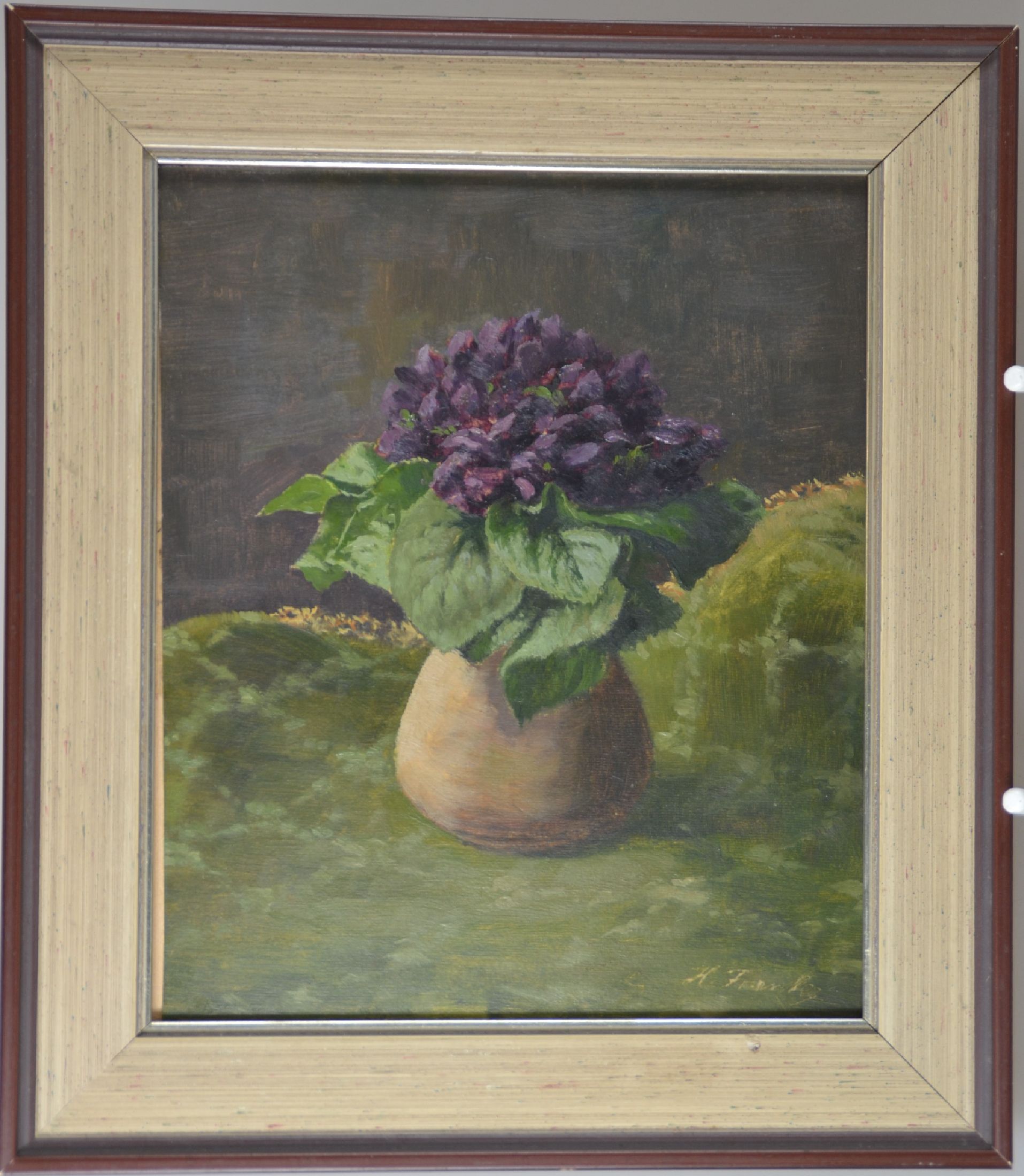 Detail b: Hanny Franke, 1890 Koblenz-1973 Frankfurt am Main, 3 Werke: Blumenstillleben, Öl/Karton, 25x21 cm; "Königskerze", Öl/Karton, 36x29 cm; ...