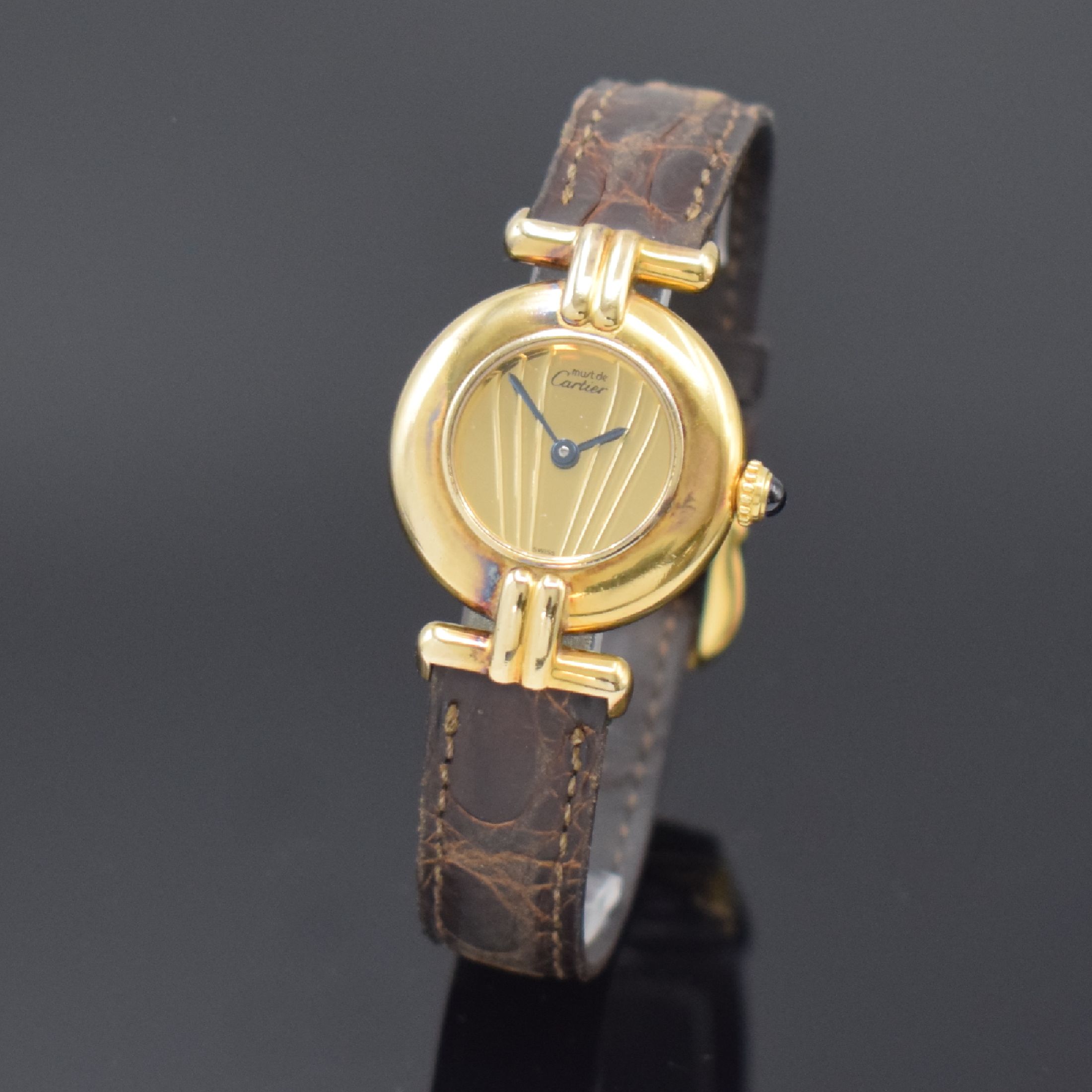 CARTIER Damenarmbanduhr Vermeil Referenz 590002, Schweiz um 1990, quarz, 2-teiliges verg. Silbergeh., Boden 2-fach verschr., Schmuckkrone, gold. ...