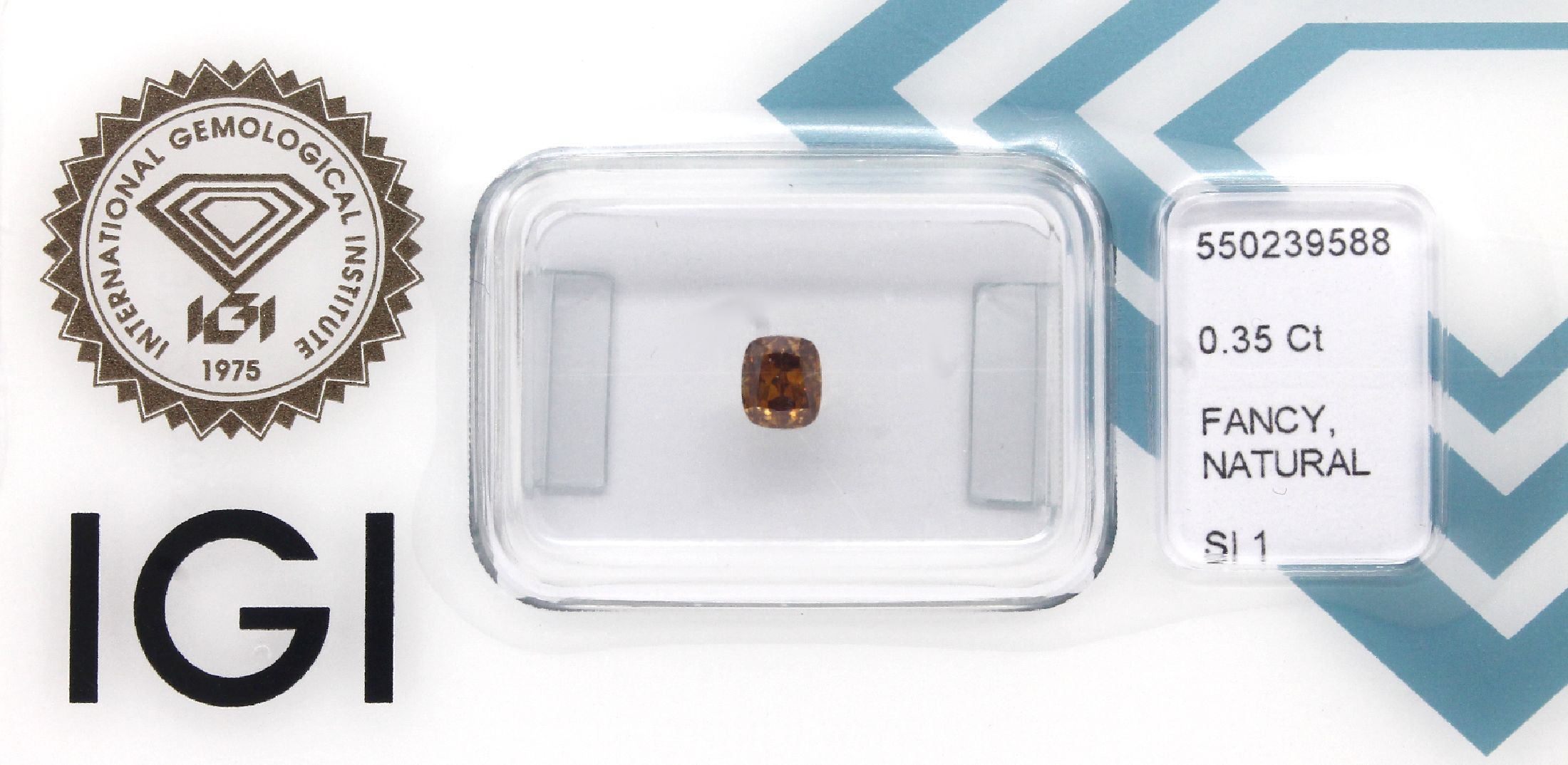 Loser Diamant, ca. 0.35 ct natural fancy deep yellowish orange/si1, eingeschweißt, mit IGI-Expertise