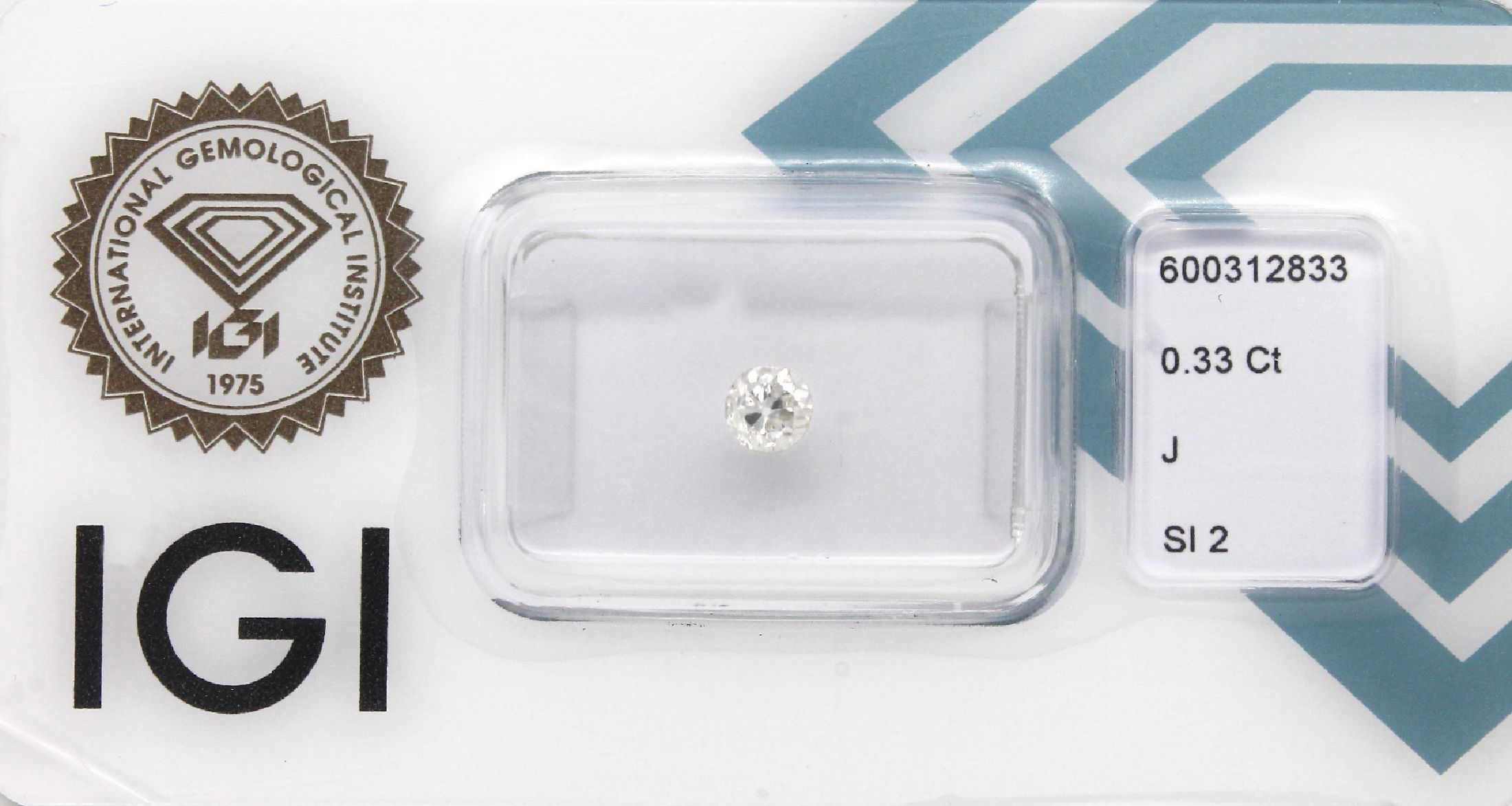 Loser Brillant, 0.33 ct l.get.Weiß(J)/si2, eingeschweißt, mit IGI-Expertise